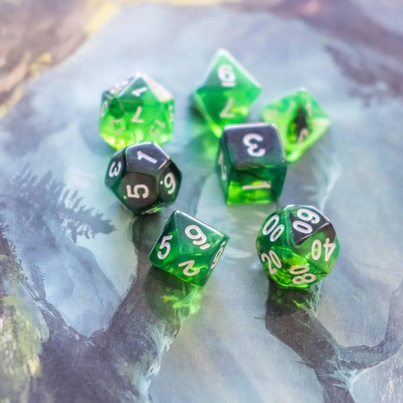 Green Smoke TTRPG Dice Set - Mystery Dice Goblin