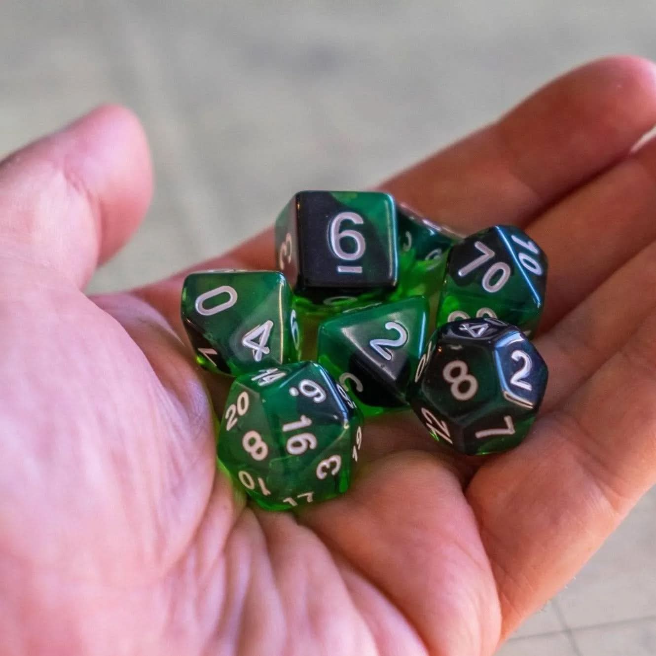 Green Smoke TTRPG Dice Set - Mystery Dice Goblin