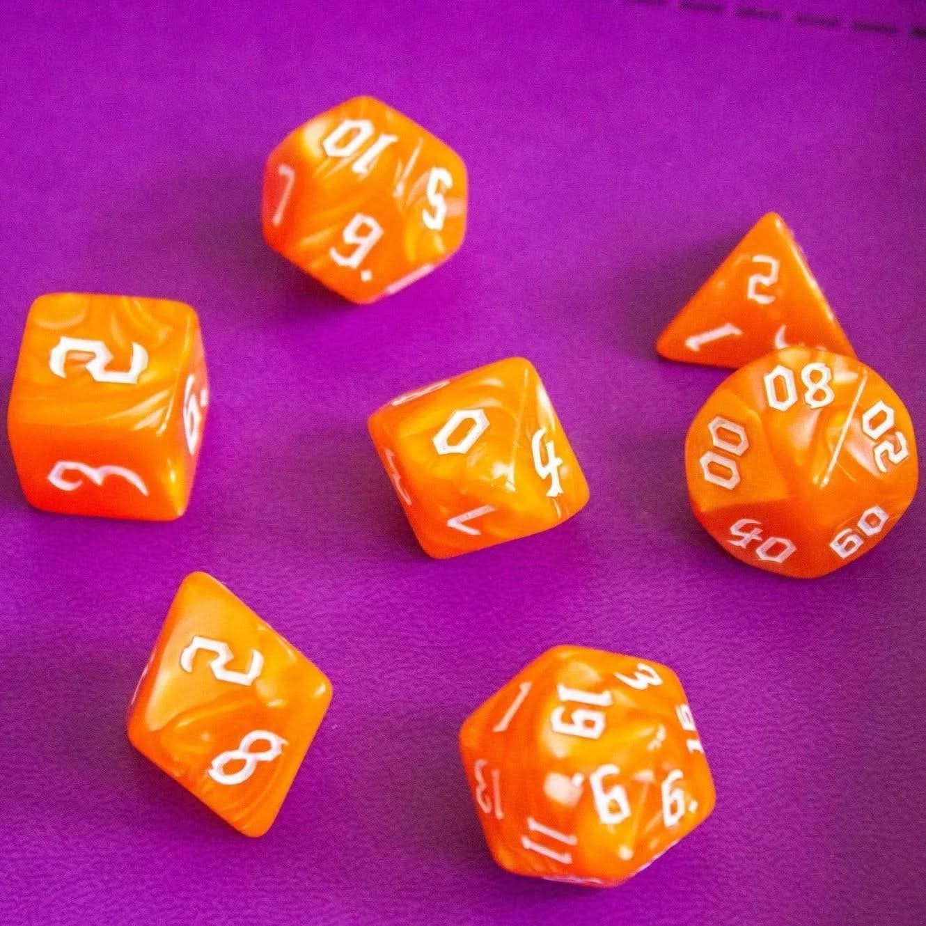 Jaffa Orange TTRPG Dice Set - Mystery Dice Goblin