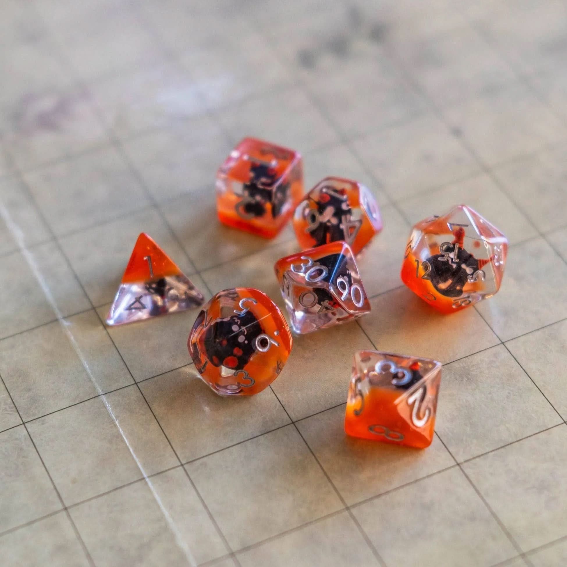 Little Devil Orange Tiefling dice