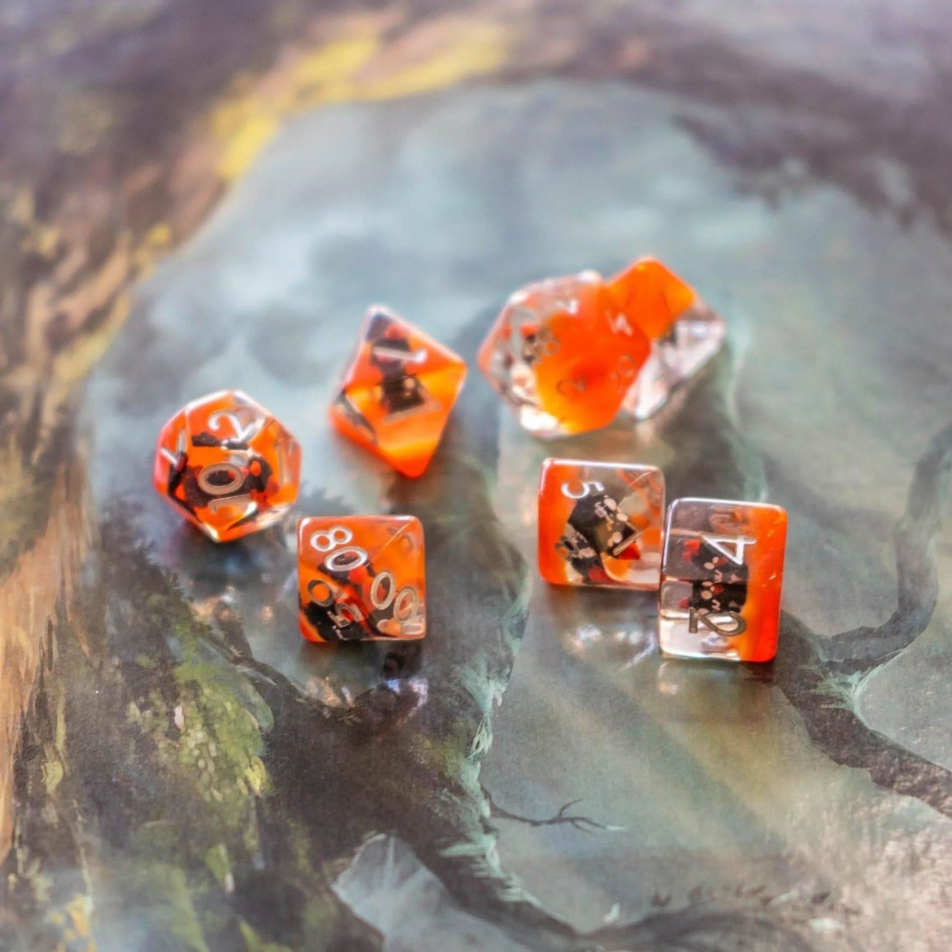 Little Devil Orange Tiefling dice