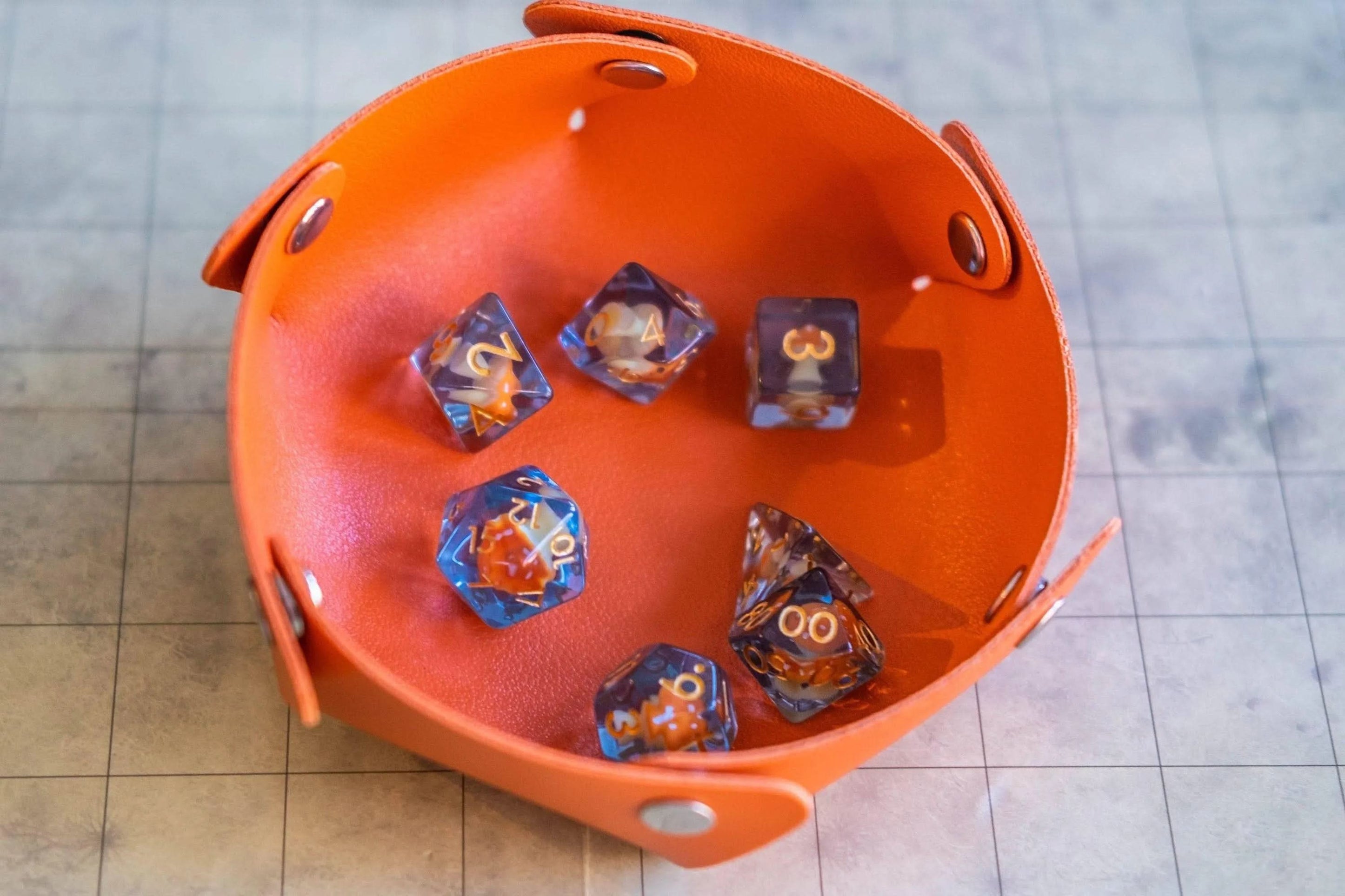 Orange Mushroom TTRPG Dice Set - Mystery Dice Goblin