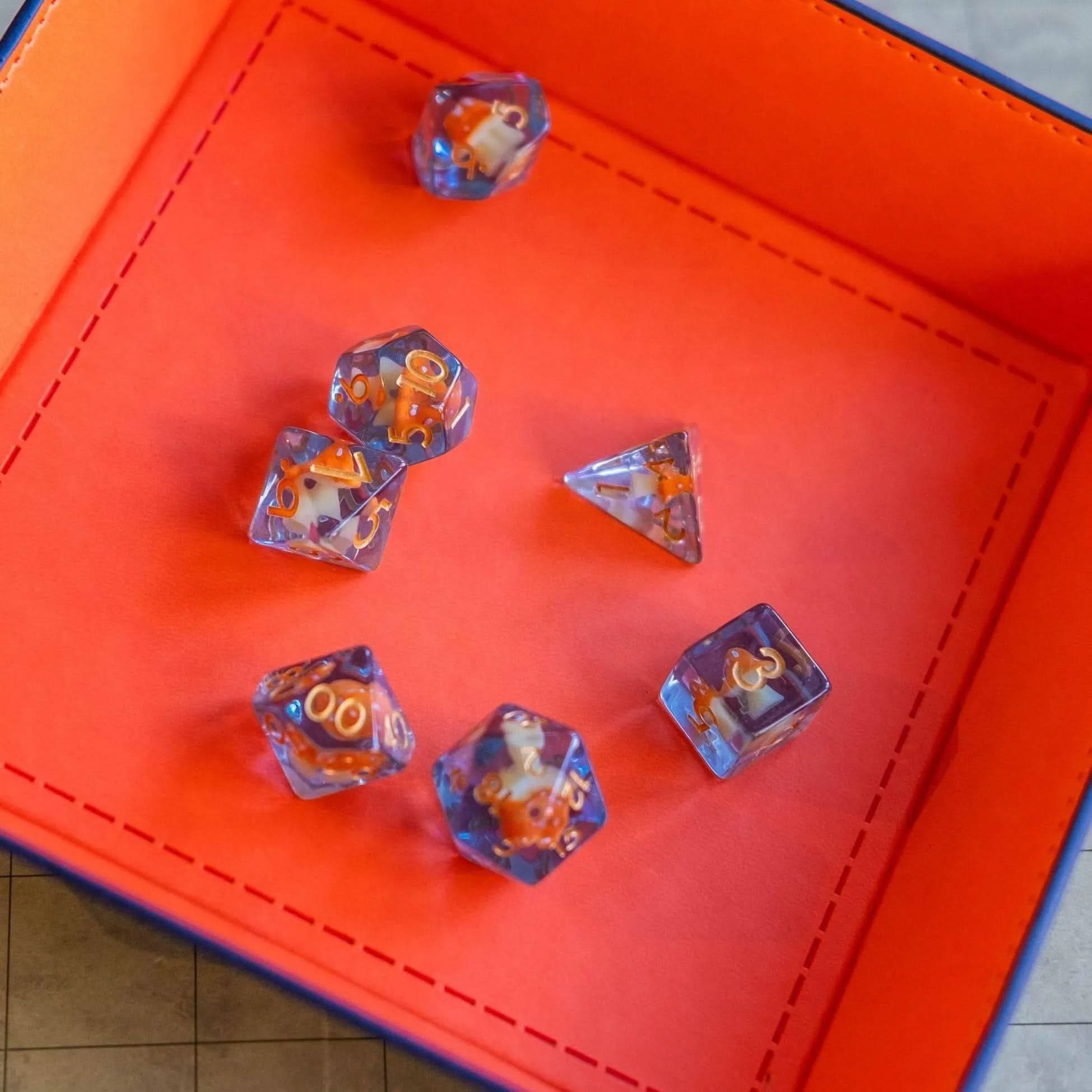 Orange Mushroom TTRPG Dice Set - Mystery Dice Goblin