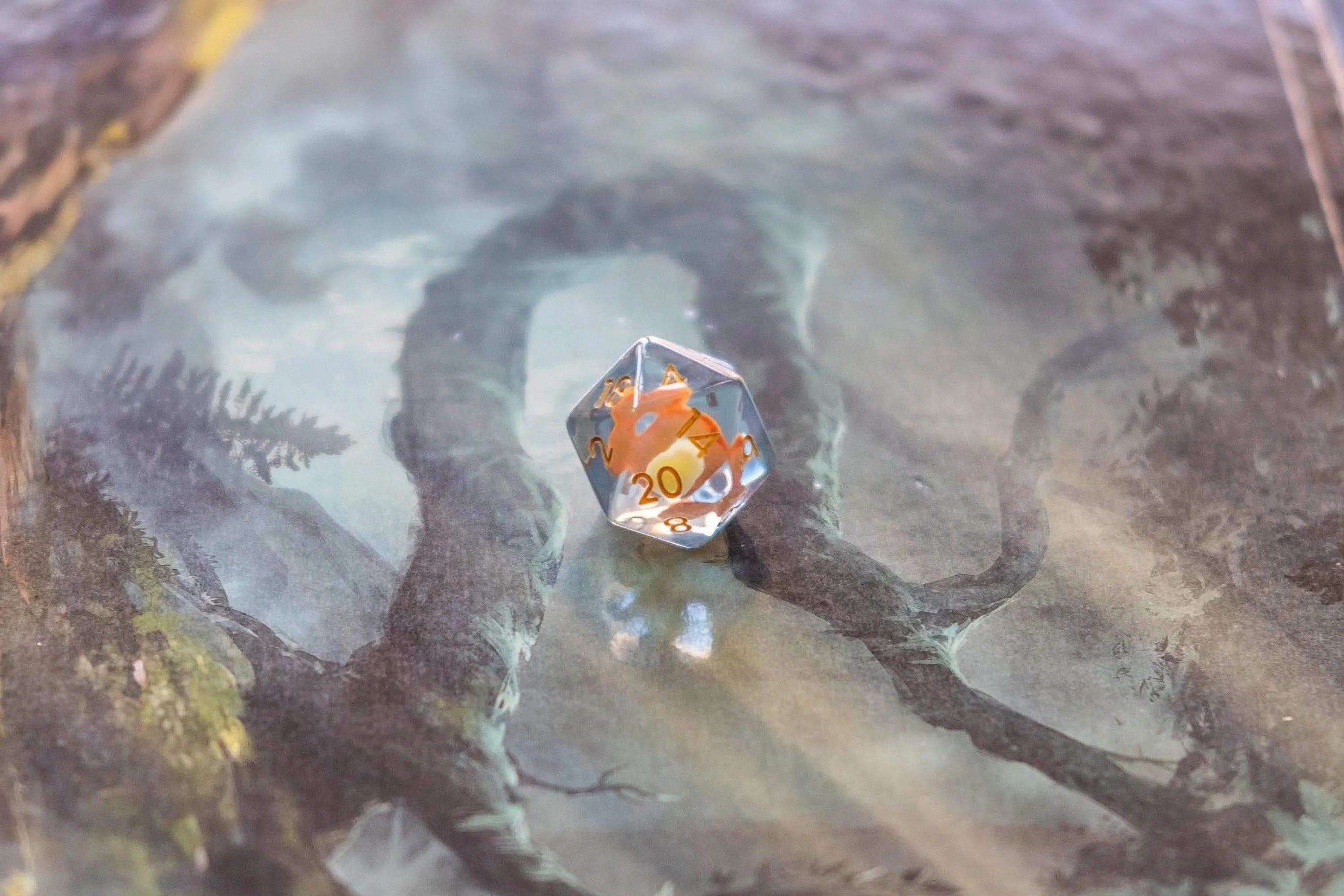 Orange Mushroom TTRPG Dice Set - Mystery Dice Goblin
