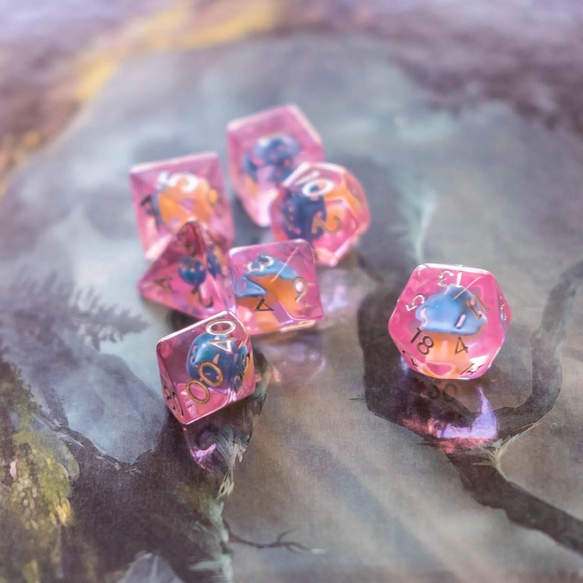 Pink Mushroom TTRPG Dice Set - Mystery Dice Goblin