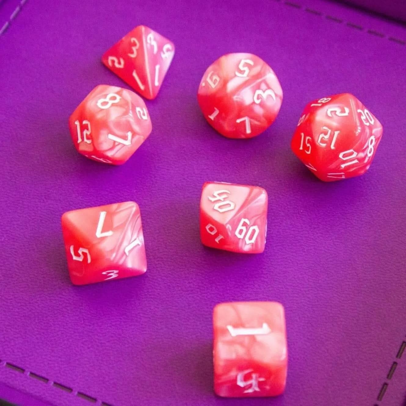 Pink Peach TTRPG Dice Set - Mystery Dice Goblin