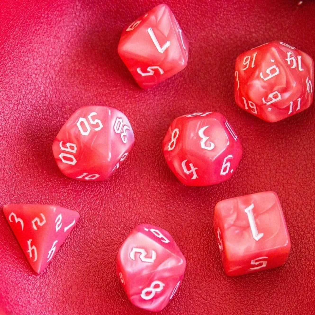Pink Peach TTRPG Dice Set - Mystery Dice Goblin