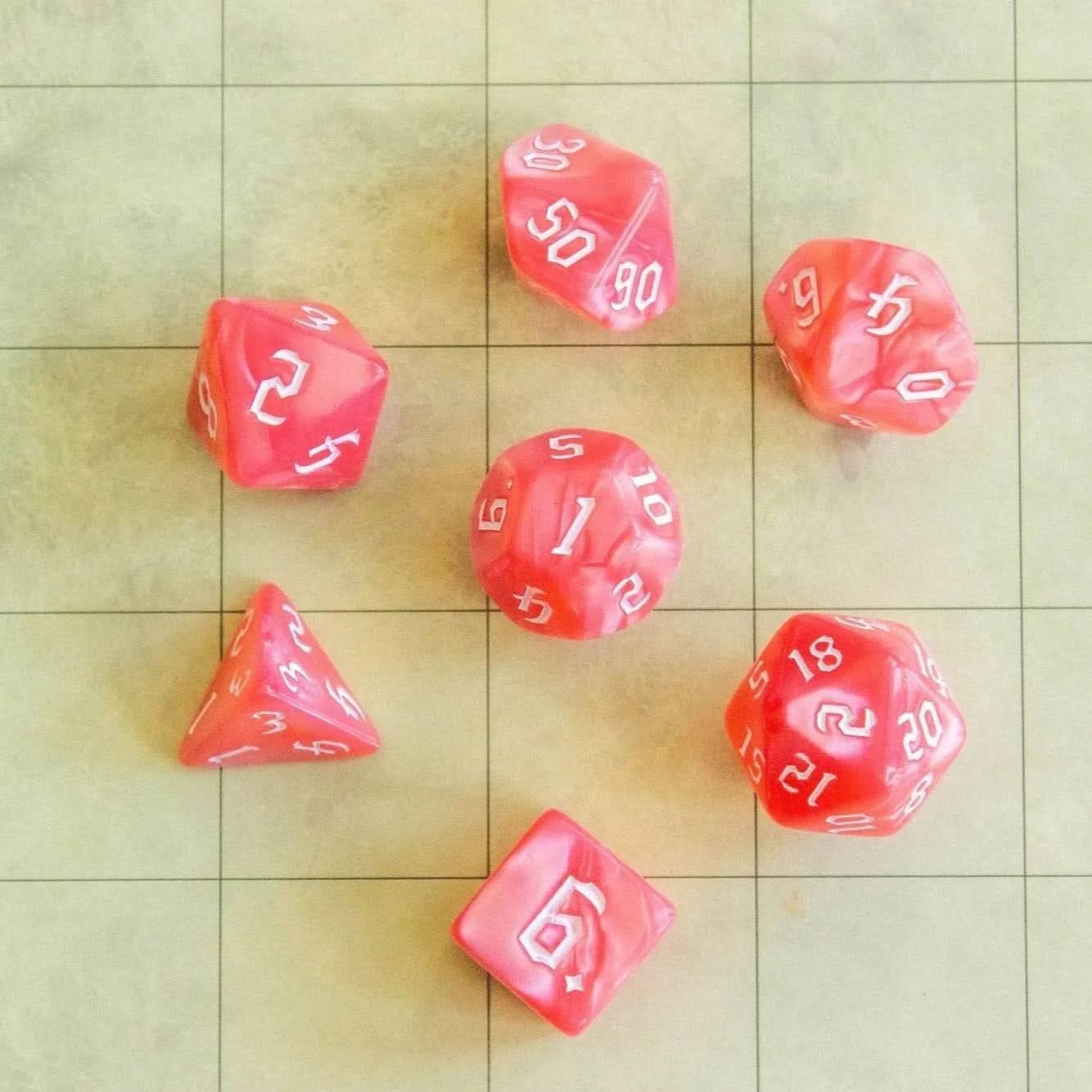Pink Peach TTRPG Dice Set - Mystery Dice Goblin