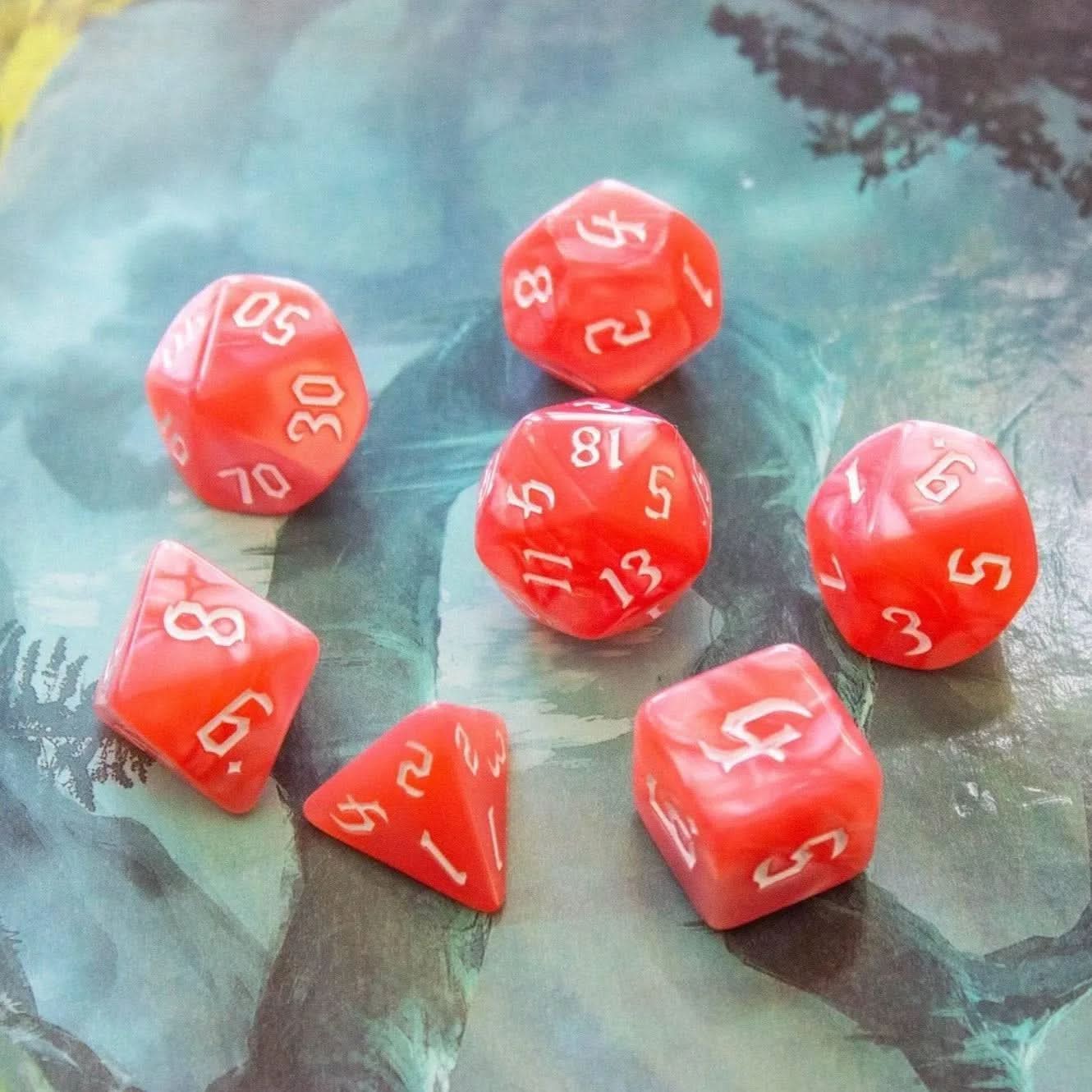 Pink Peach TTRPG Dice Set - Mystery Dice Goblin