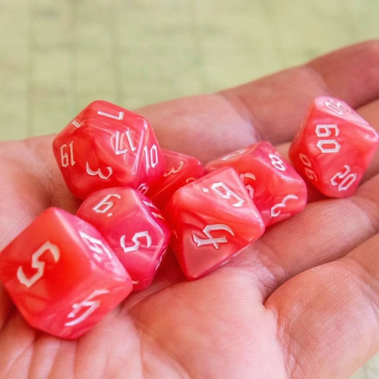 Pink Peach TTRPG Dice Set - Mystery Dice Goblin