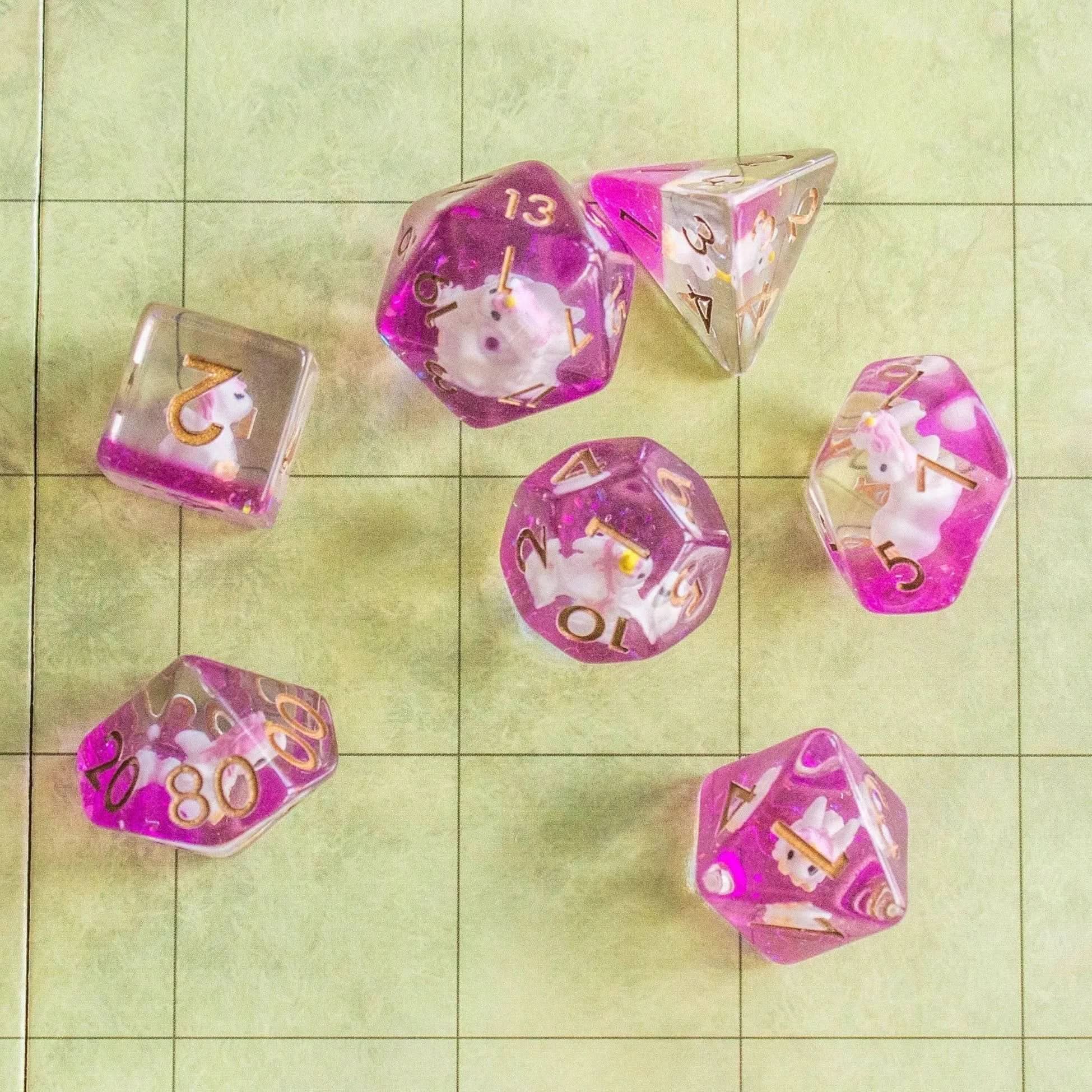 Pink Unicorn Dice Set