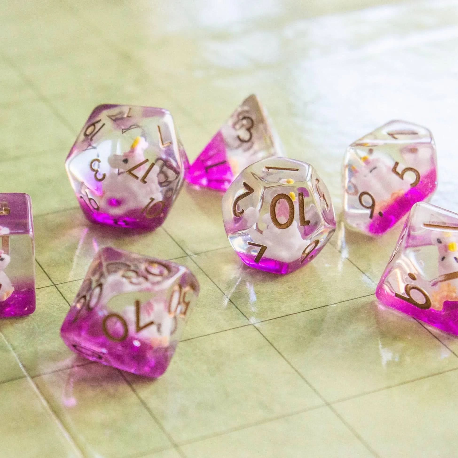 Pink Unicorn Dice Set