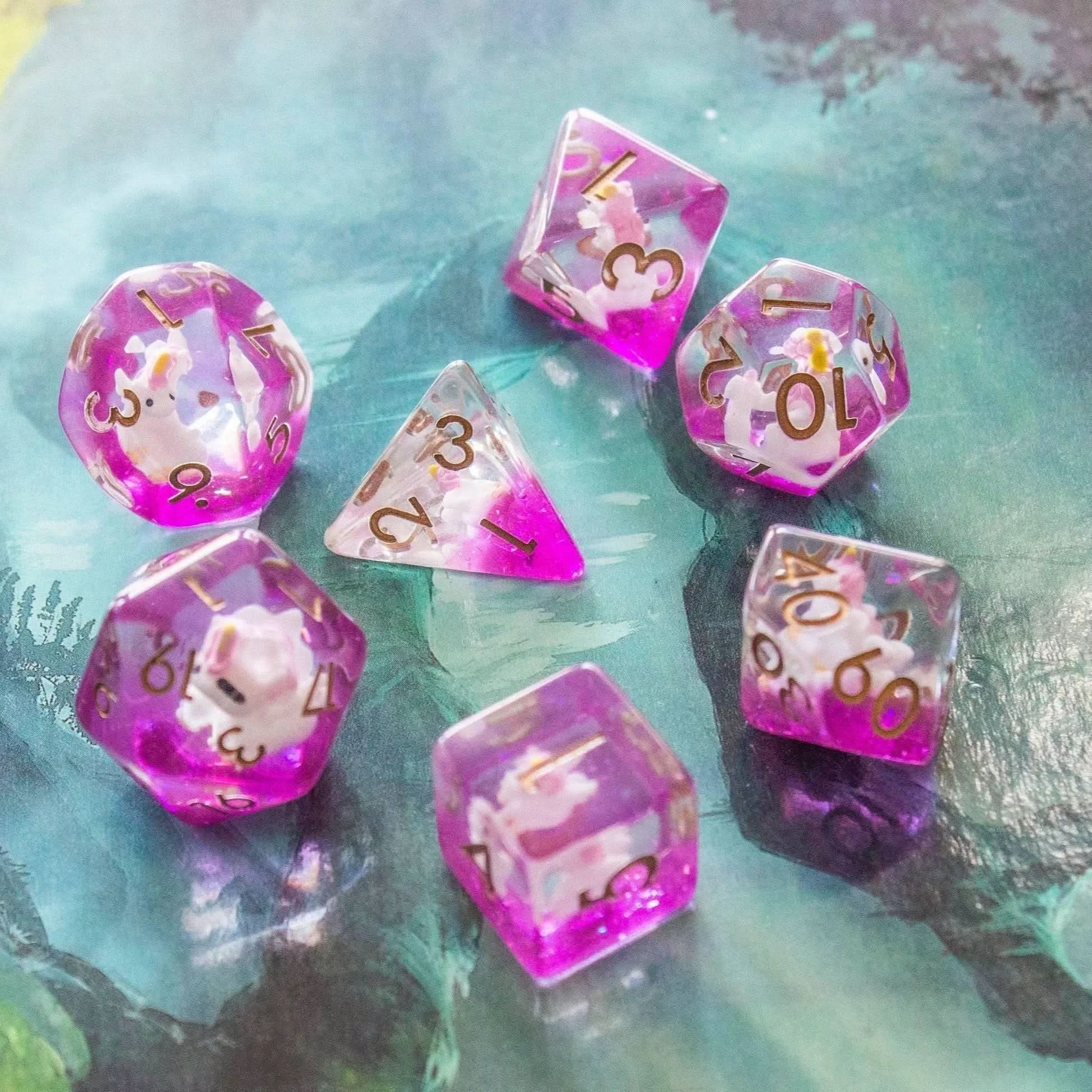 Pink Unicorn Dice Set - Mystery Dice Goblin