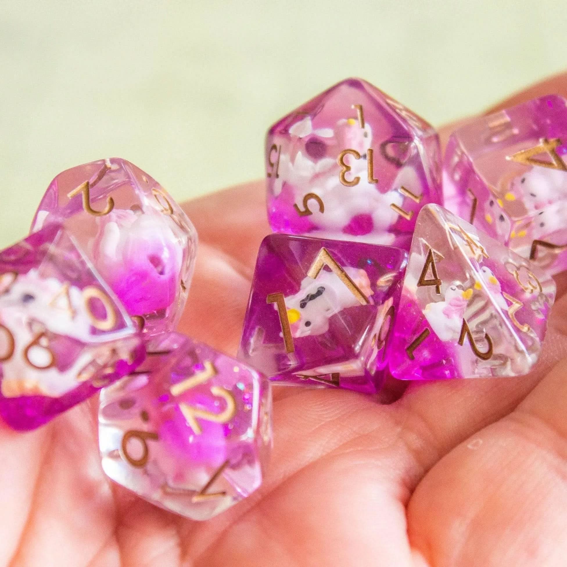 Pink Unicorn Dice Set