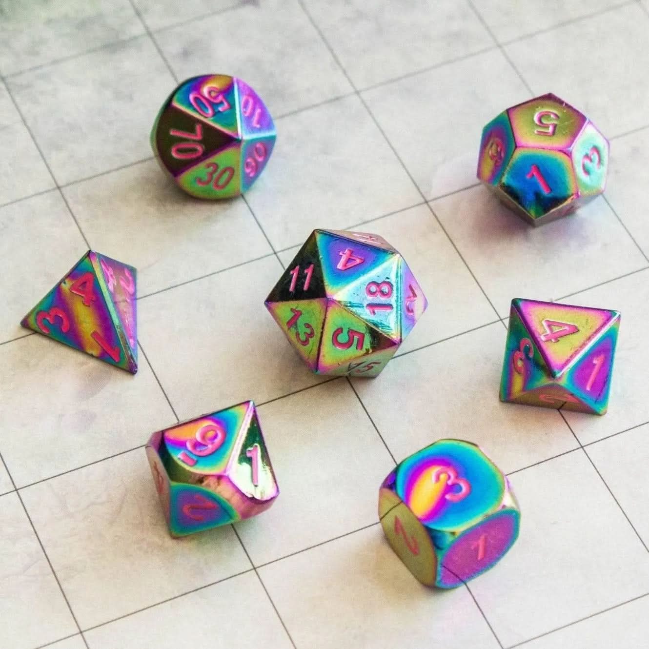 Rainbow Metal Dice Set