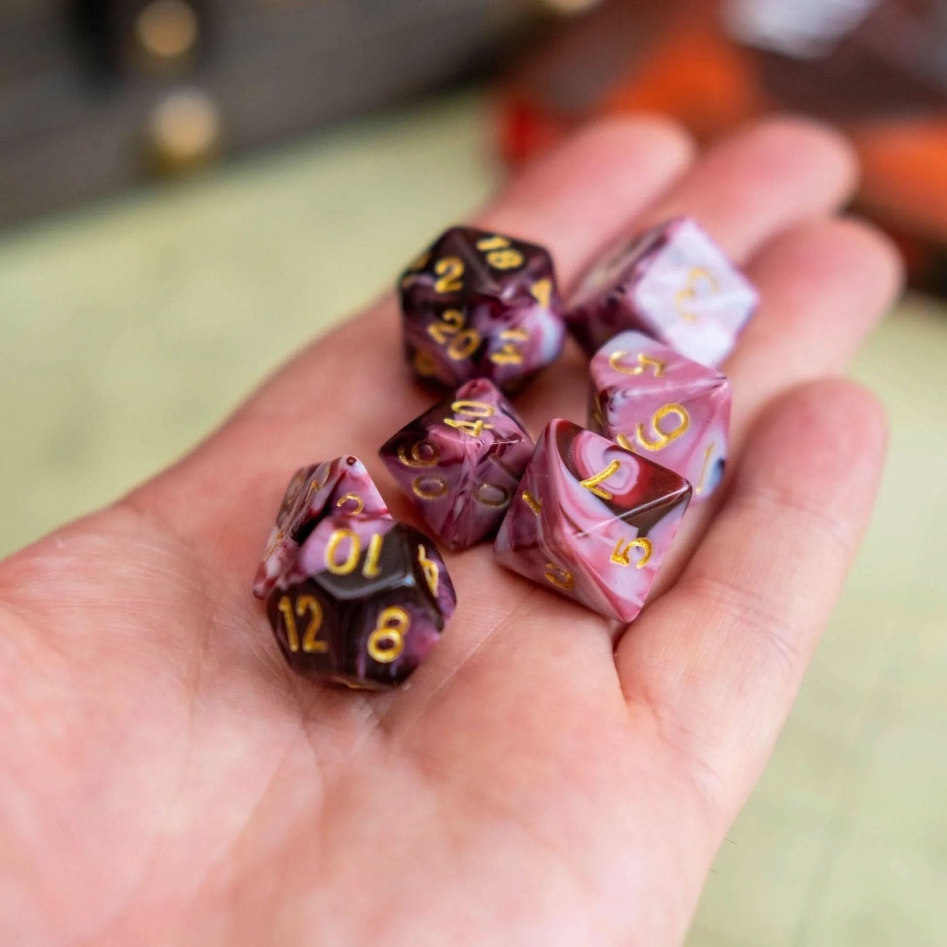 Two Tone Pink and White Dice Set