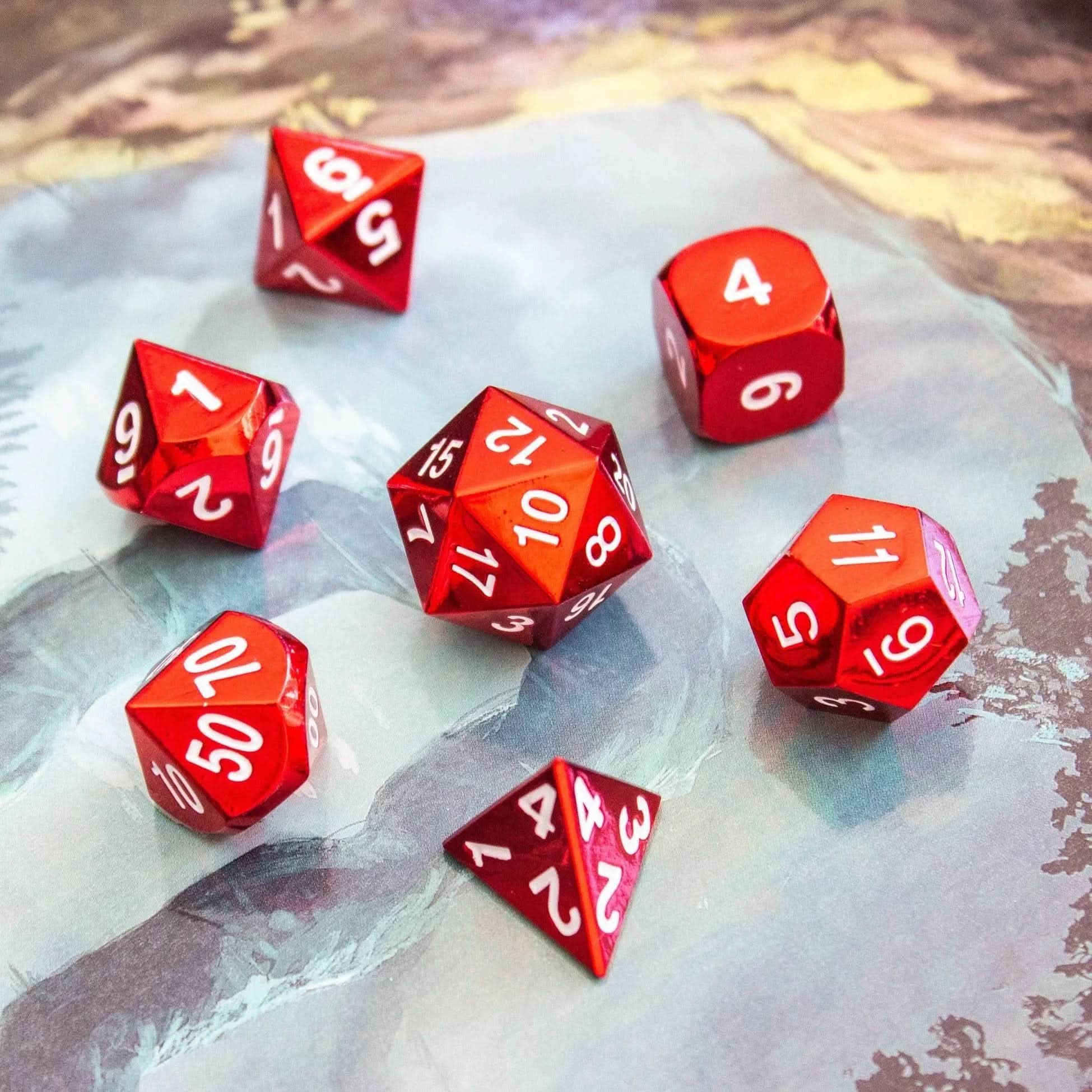 Red Metal Dice Set