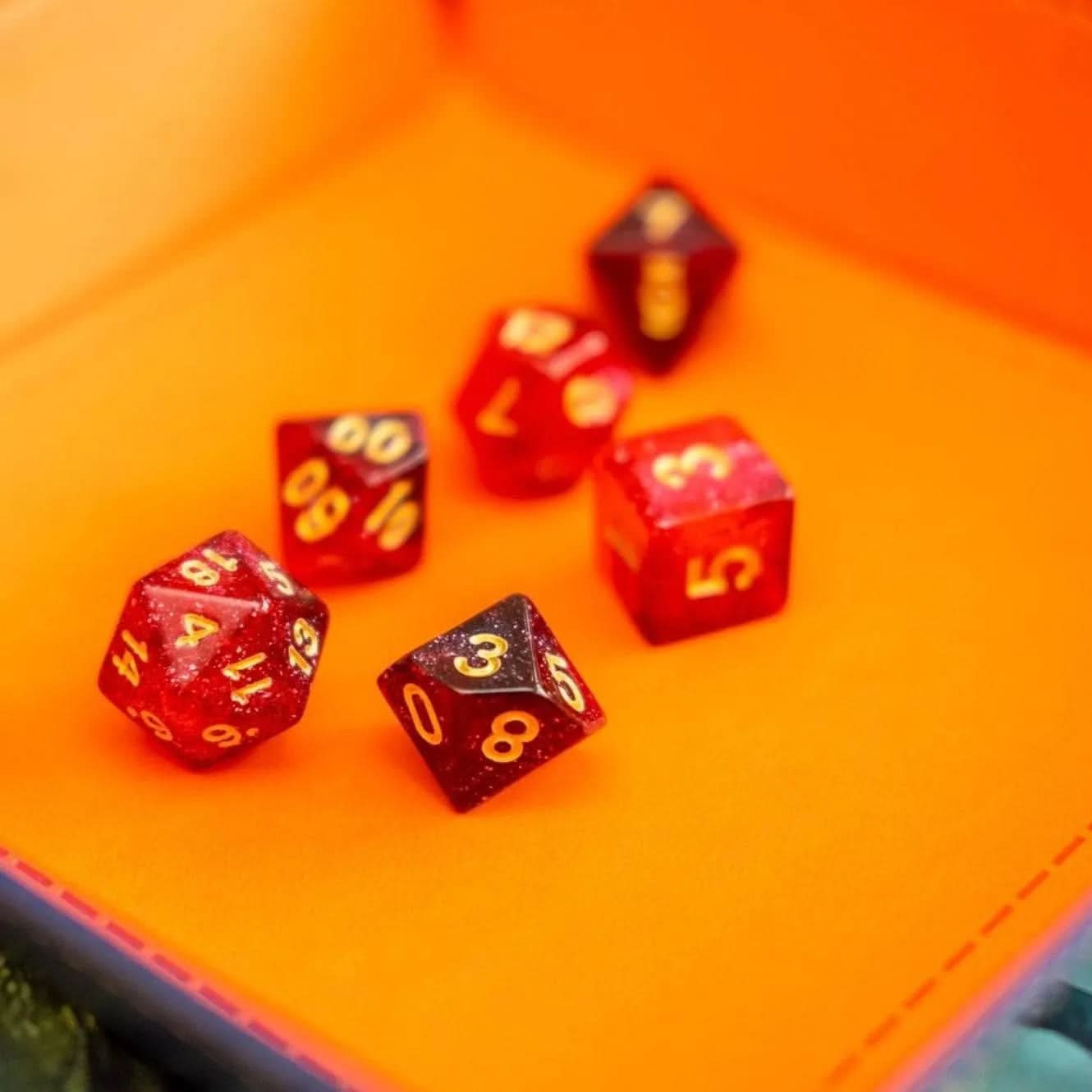 Red and Black Galaxy Dice Set