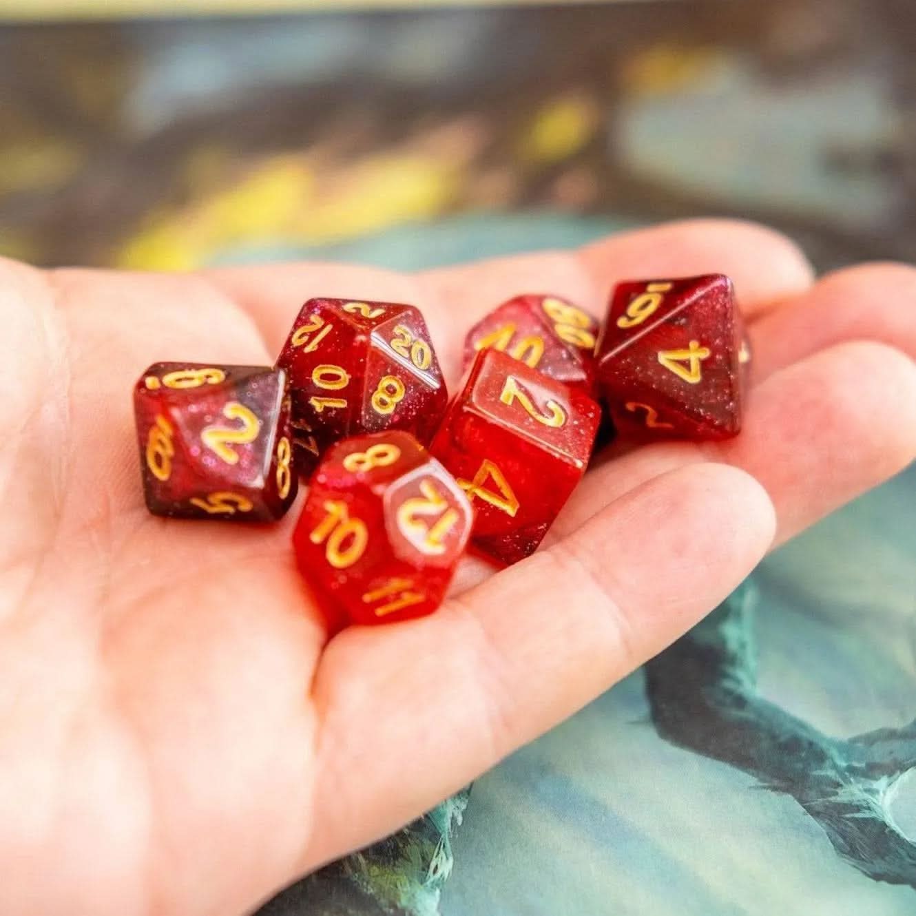 Red and Black Galaxy Dice Set