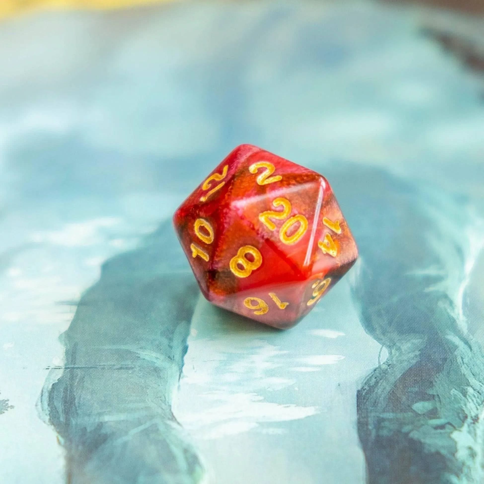 Red and Black Tie-Dye Dice Set
