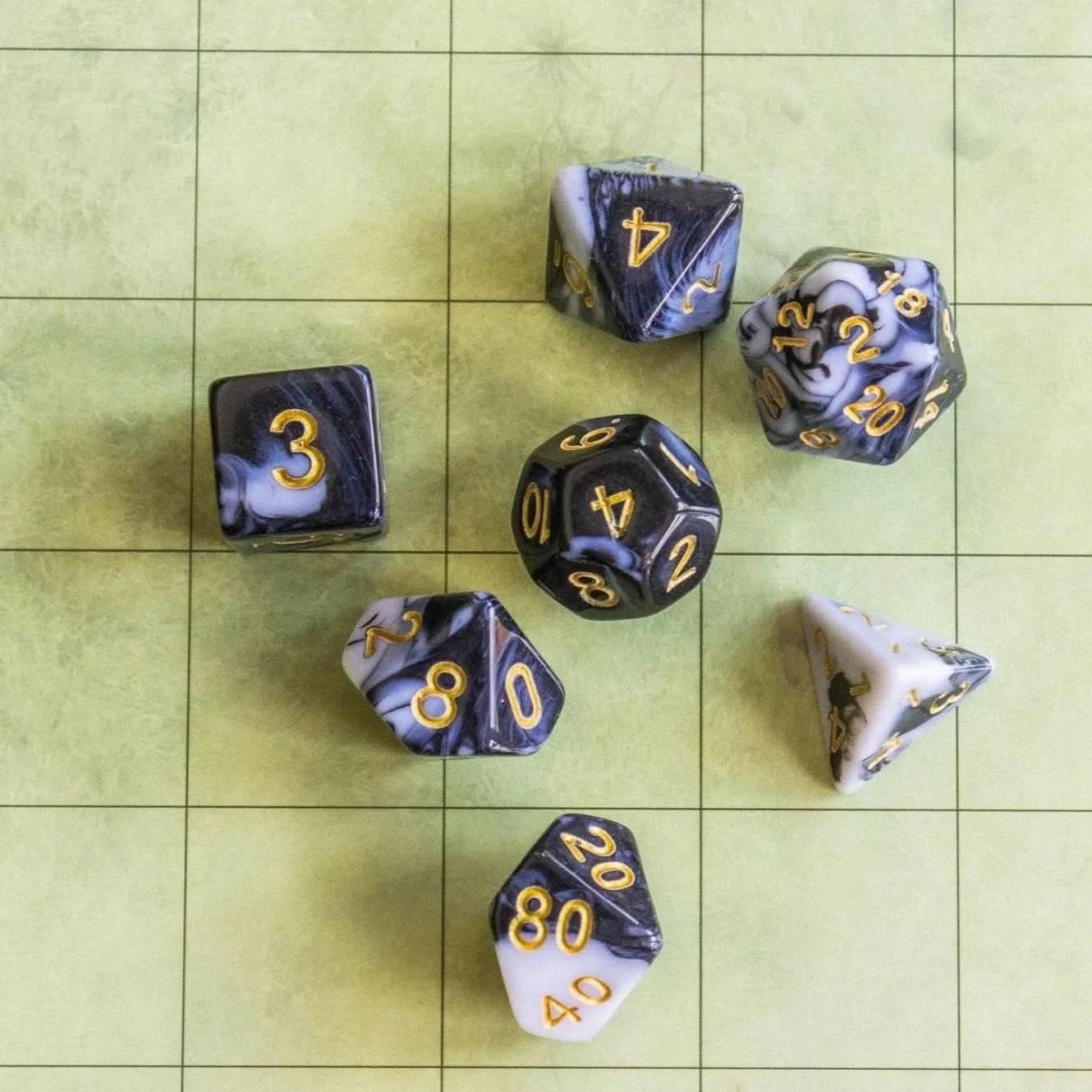 Black and White Two Tone Dice Set