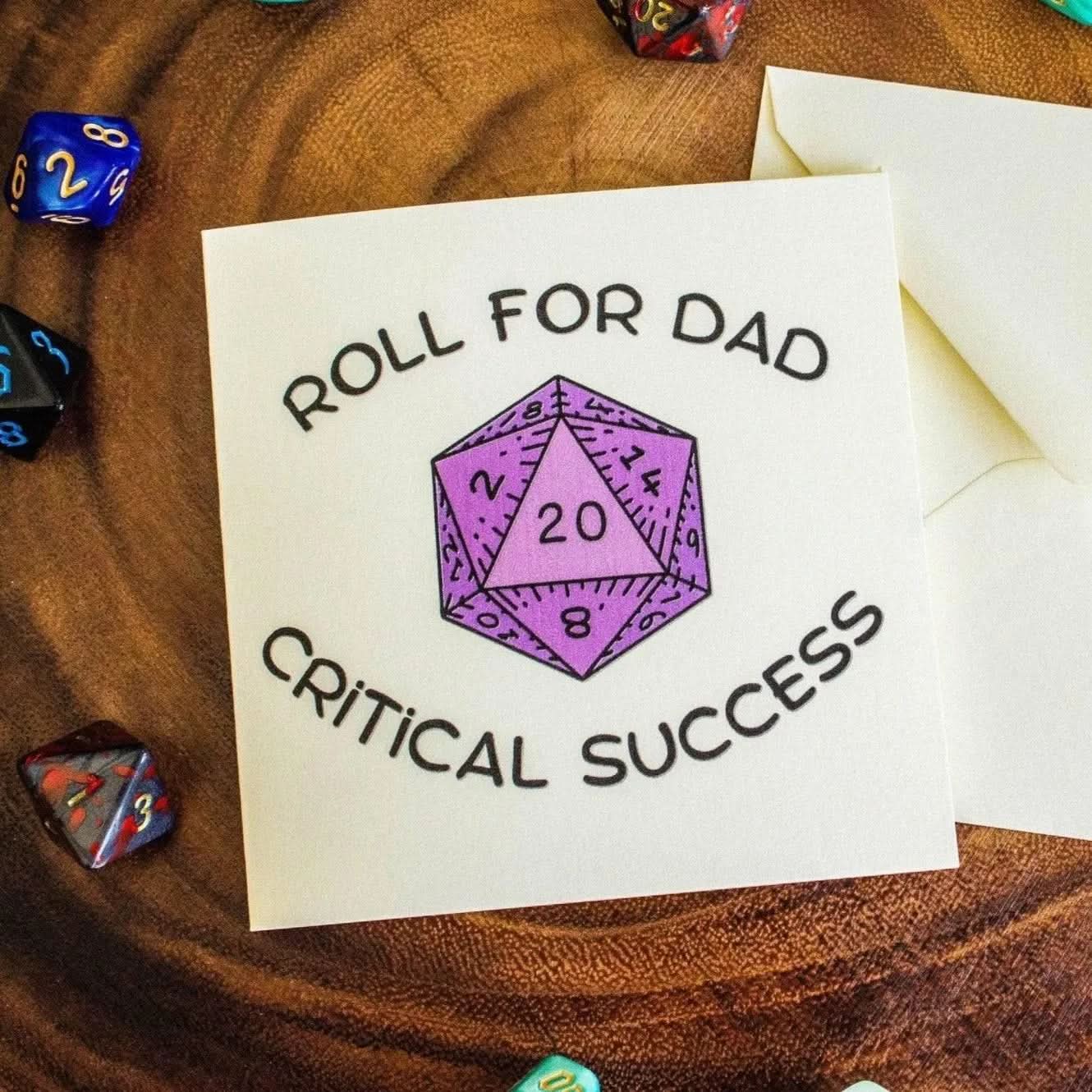 Roll for Dad - Fathers Day TTRPG Card - Mystery Dice Goblin