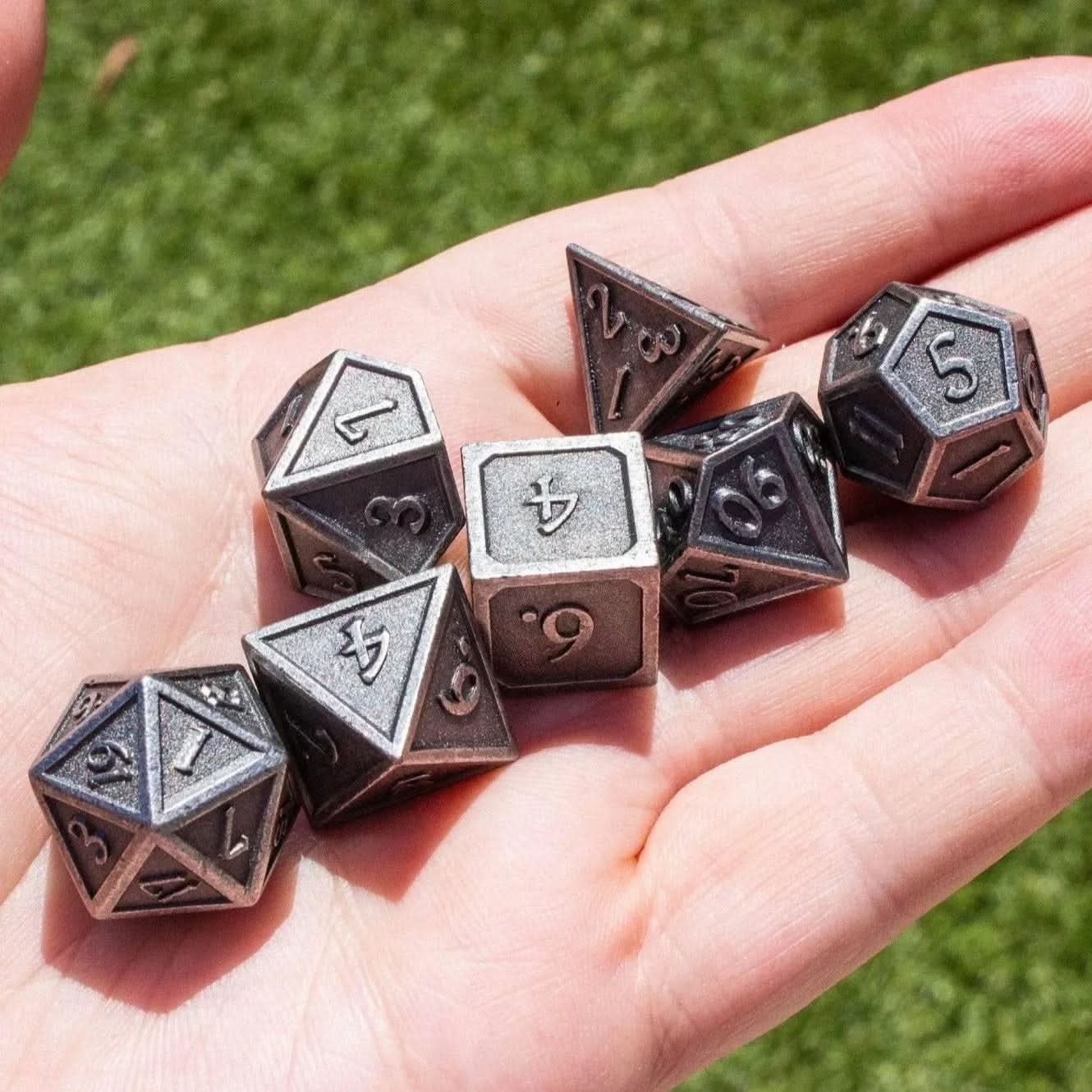 Full Silver Metal Dice Set