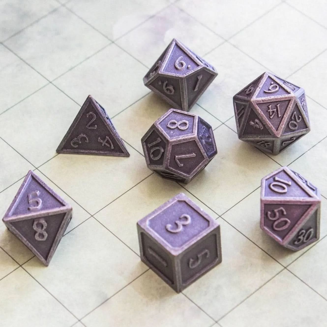 Full Silver Metal Dice Set
