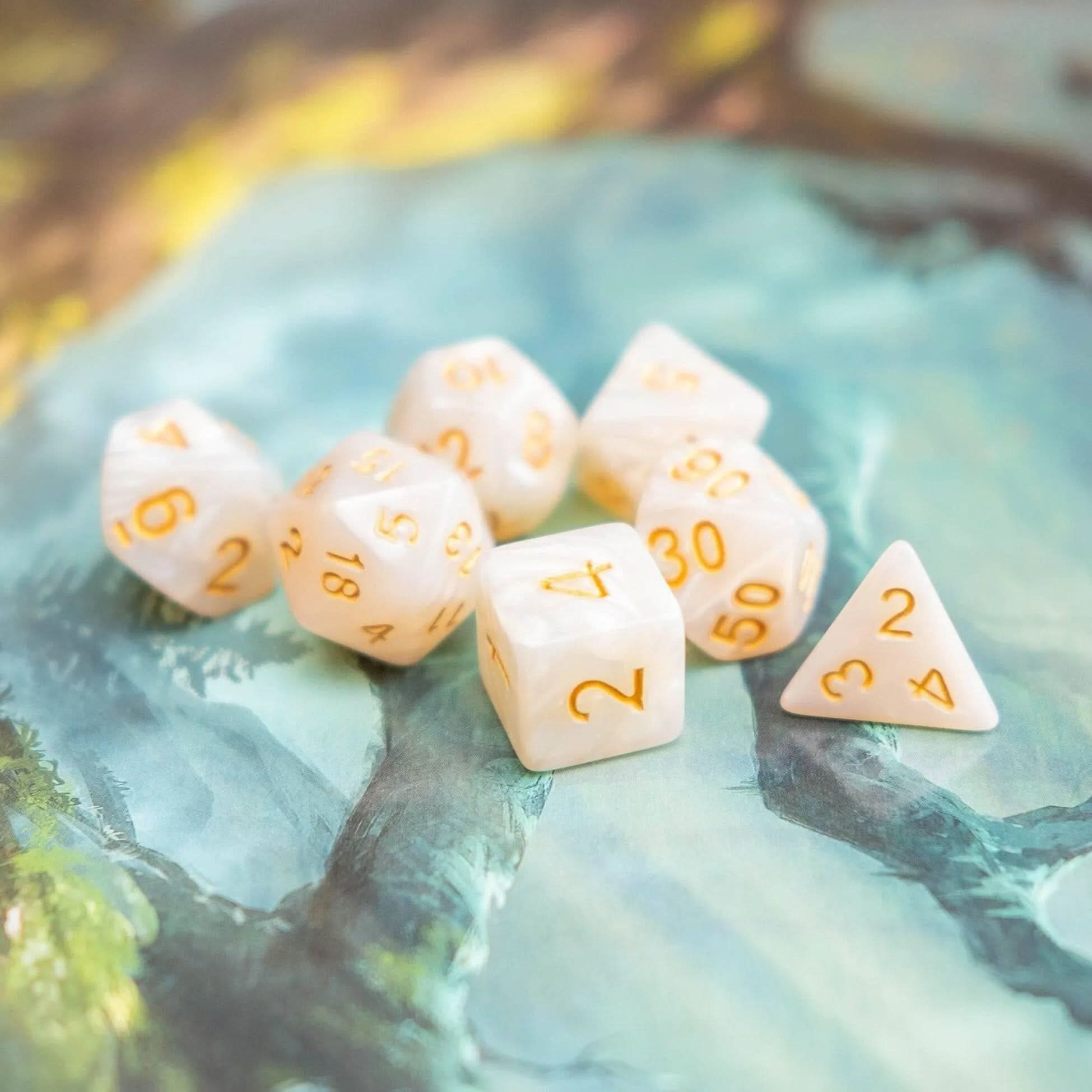 Sky White Dice Set - Mystery Dice Goblin