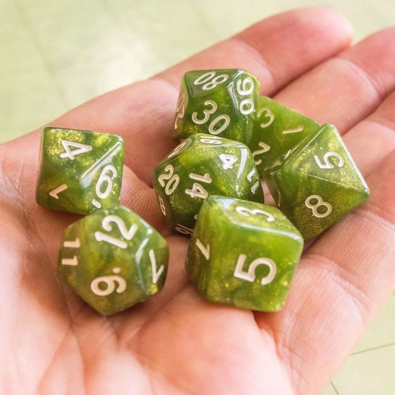 Swamp Green TTRPG Dice Set - Mystery Dice Goblin