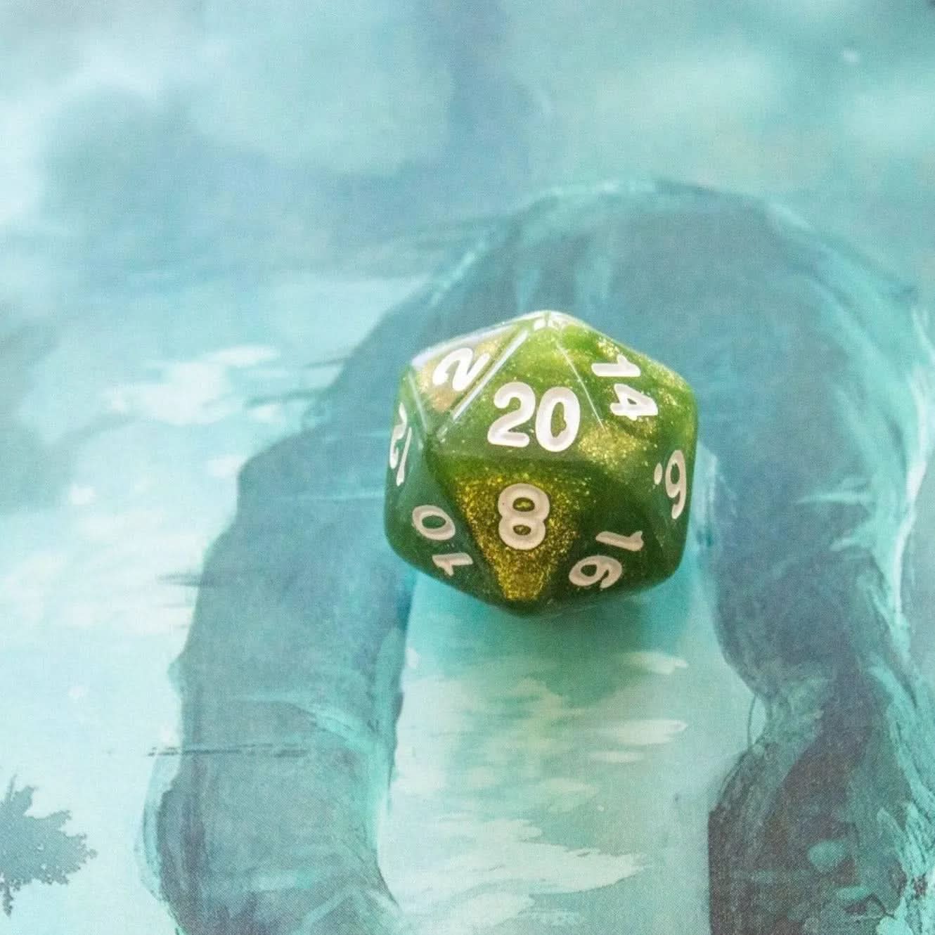 Swamp Green TTRPG Dice Set - Mystery Dice Goblin