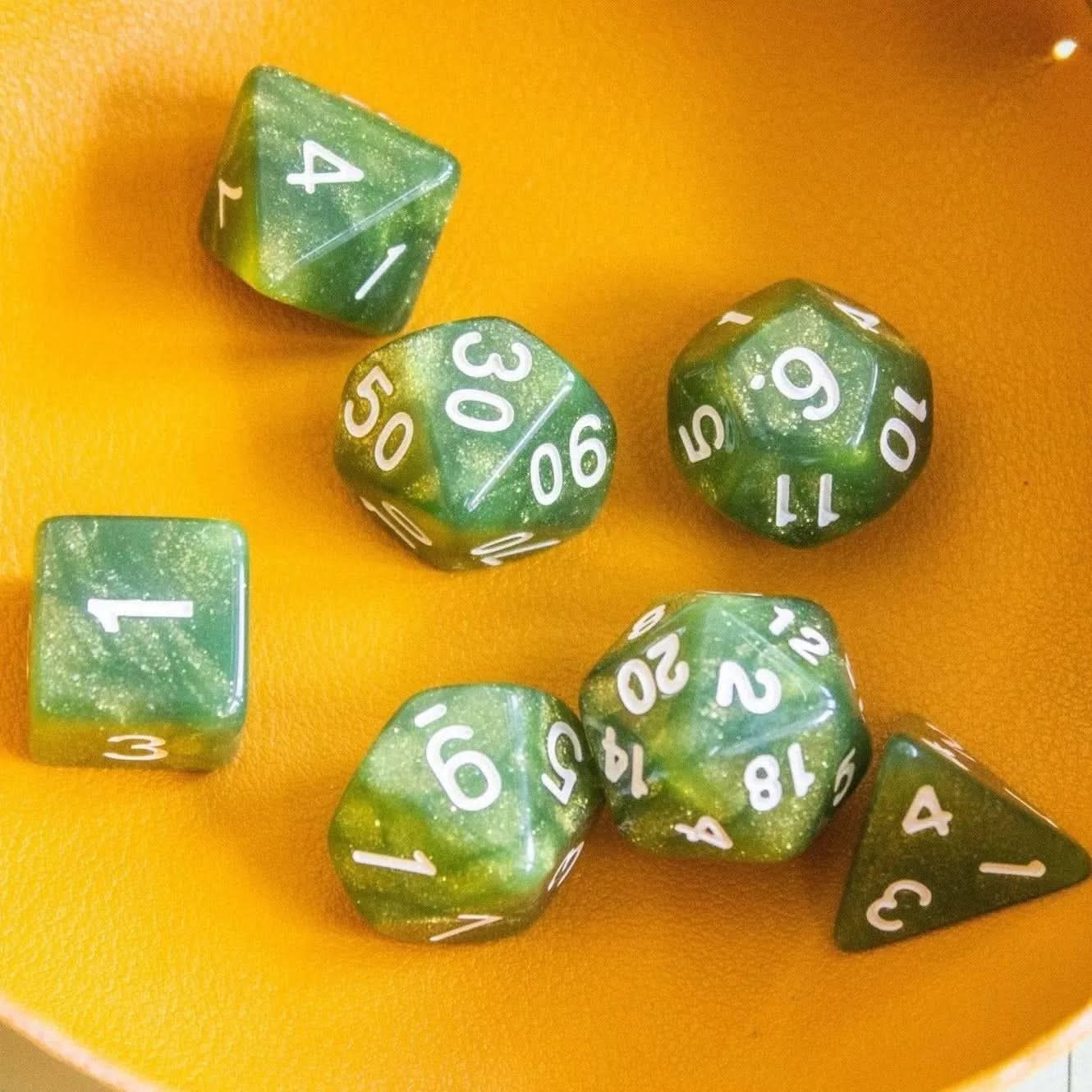 Swamp Green TTRPG Dice Set - Mystery Dice Goblin
