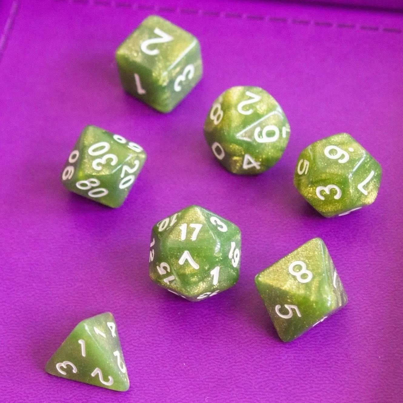 Jade Shimmer Dice Set
