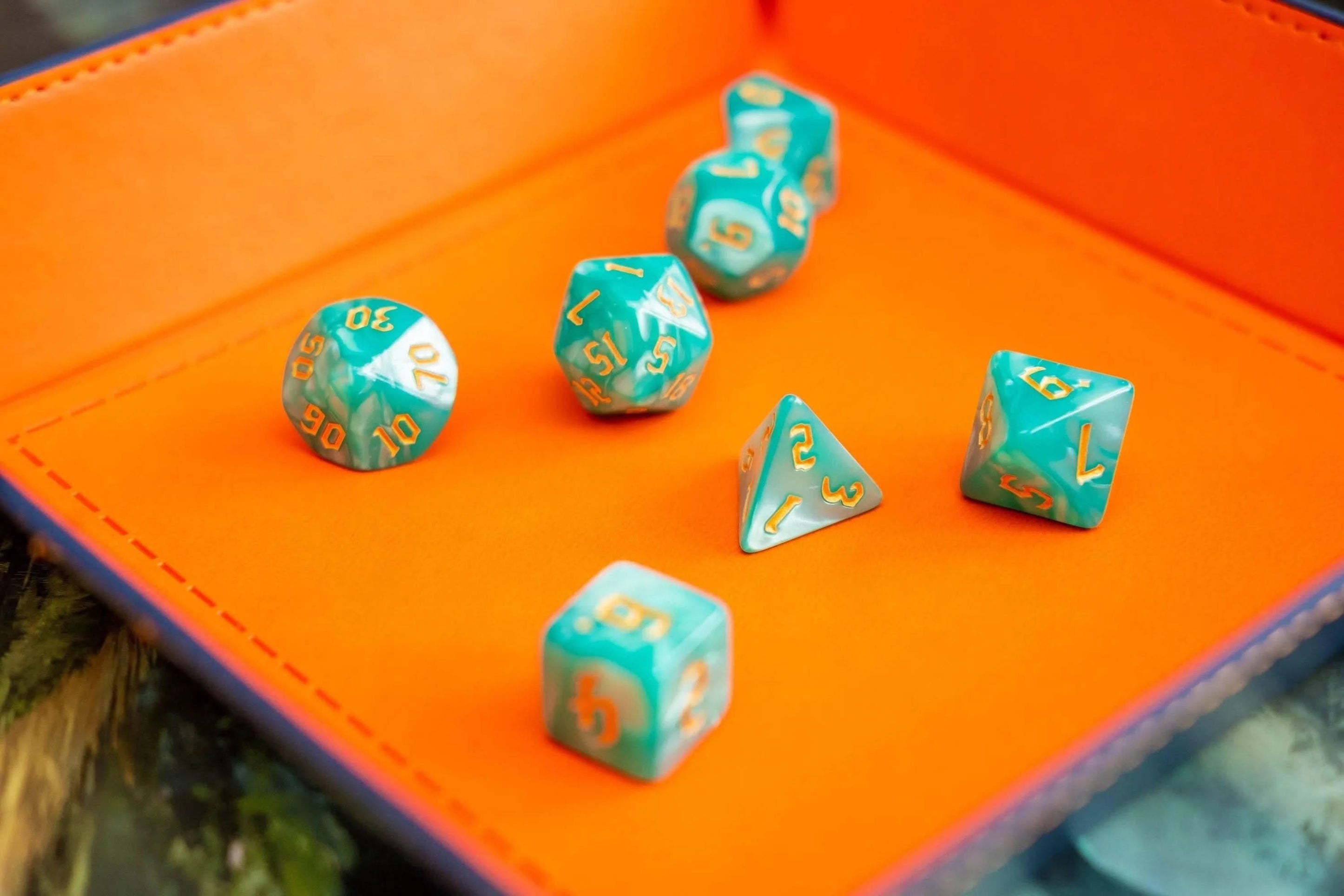 Turquoise Mist TTRPG Dice Set - Mystery Dice Goblin