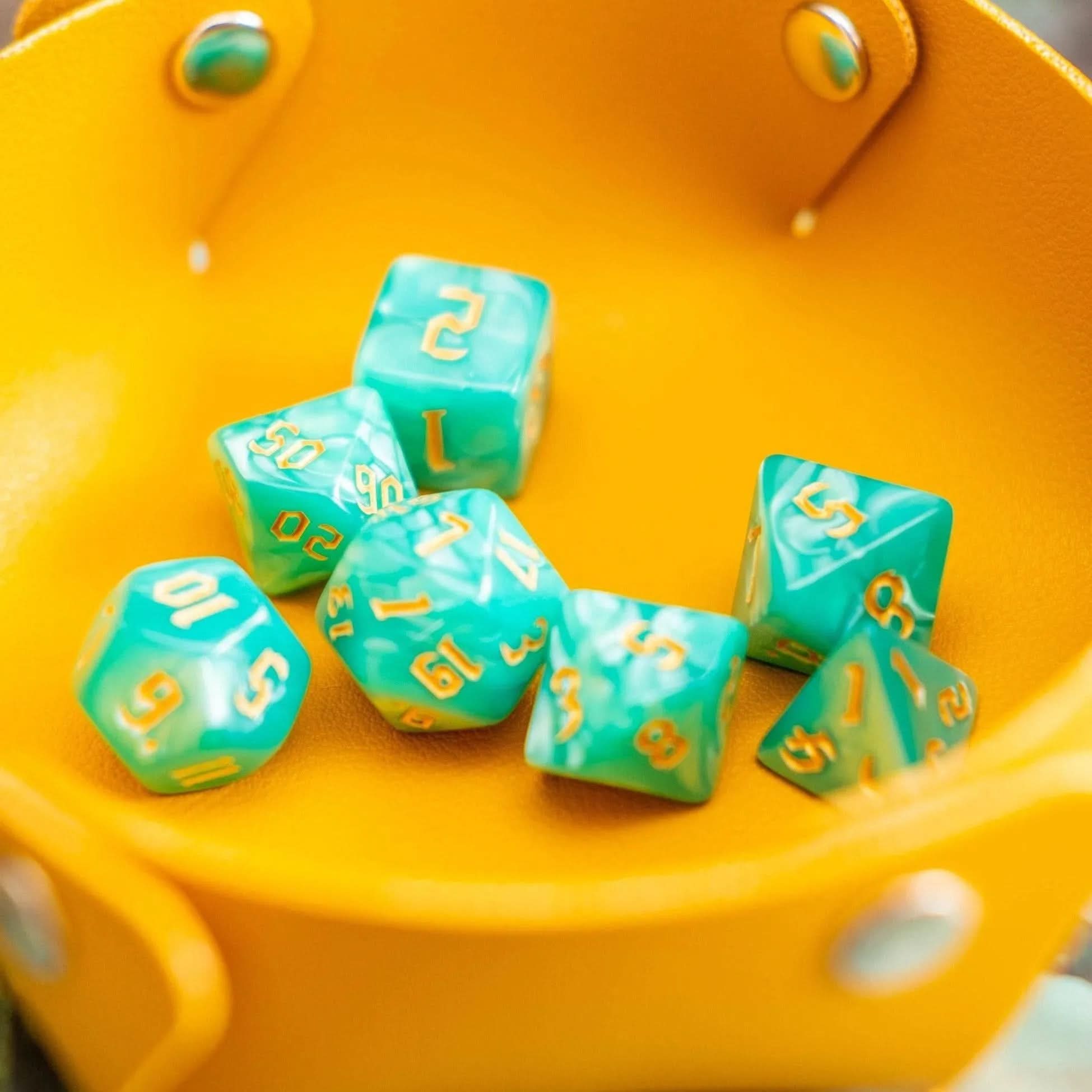 Turquoise Mist TTRPG Dice Set - Mystery Dice Goblin