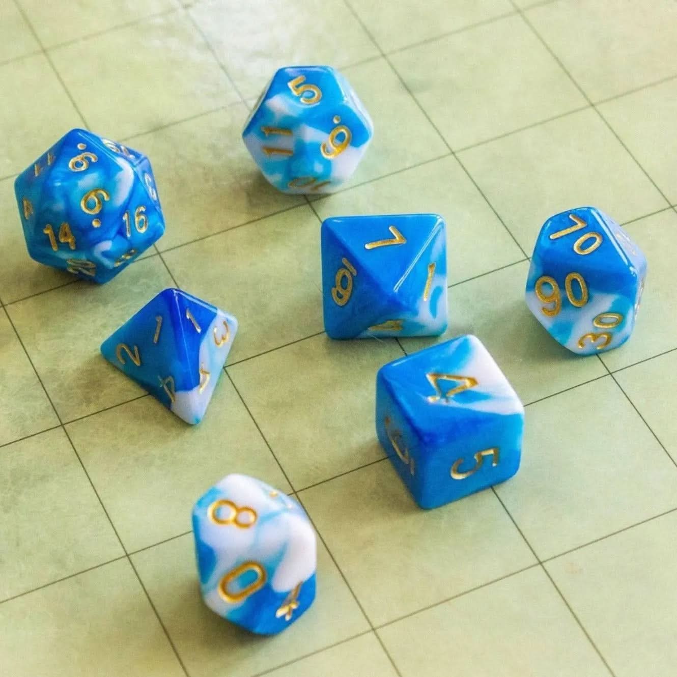 Two Tone Sky Blue Dice Set