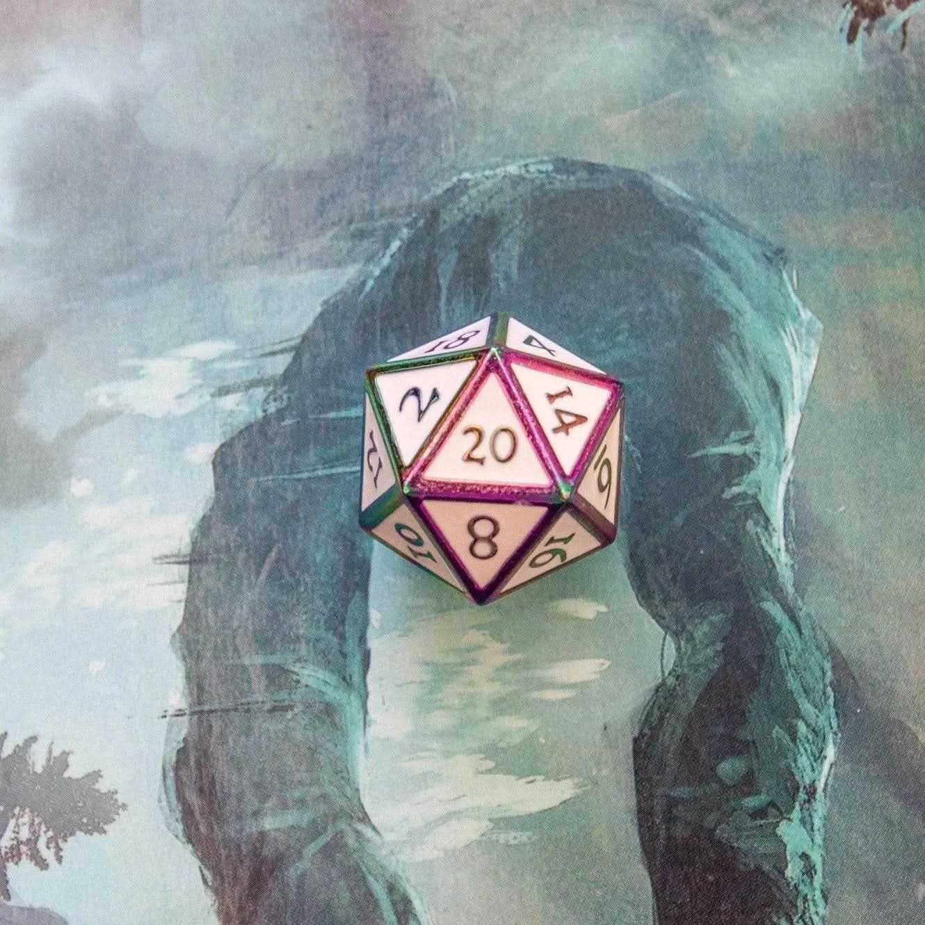 White and Rainbow Metal Dice Set - Mystery Dice Goblin