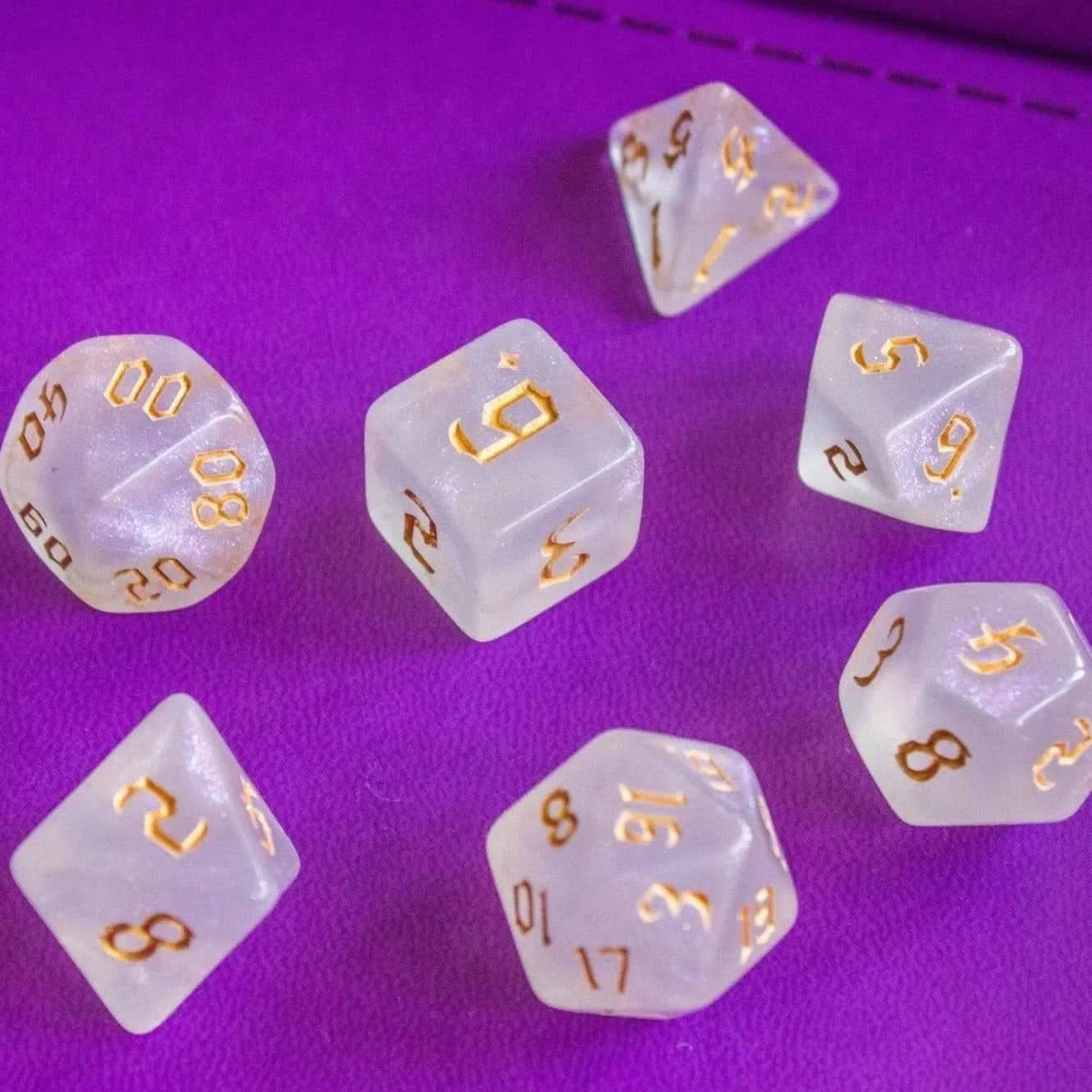 White Walker TTRPG Dice Set - Mystery Dice Goblin