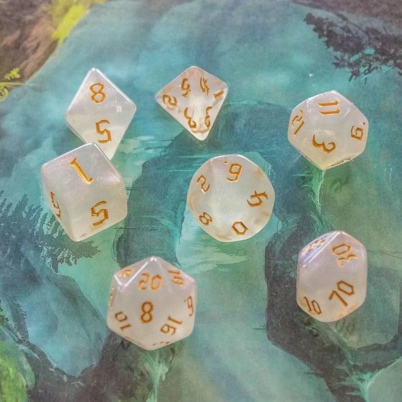 White Walker TTRPG Dice Set - Mystery Dice Goblin