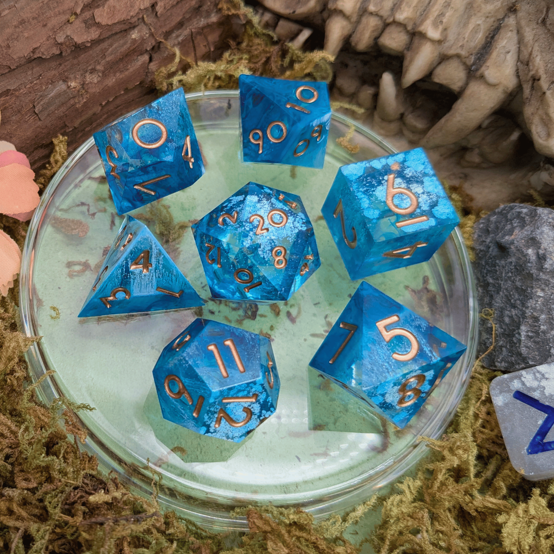Foil Blue Sharp Dice Set