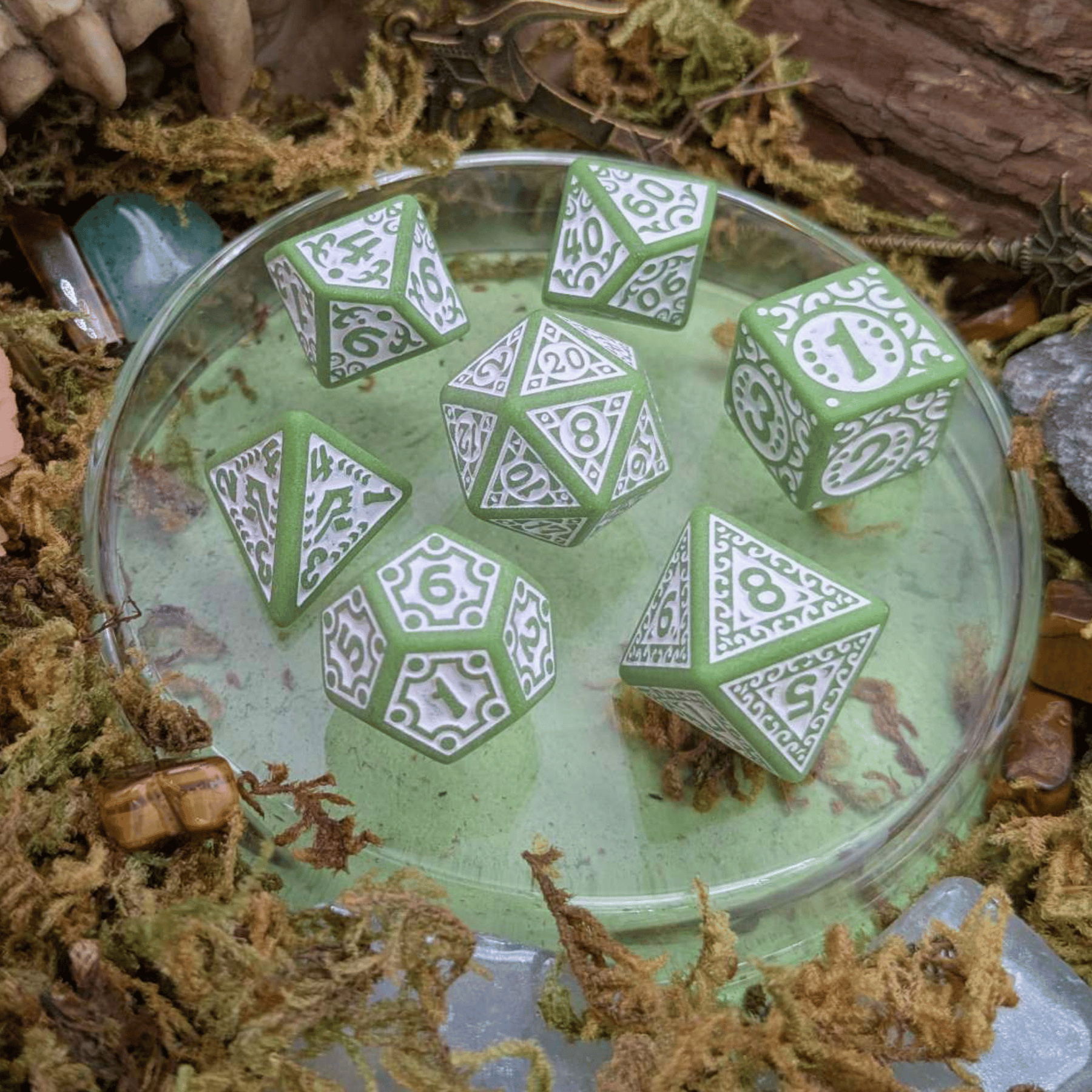 Ornate Matcha Dice Set