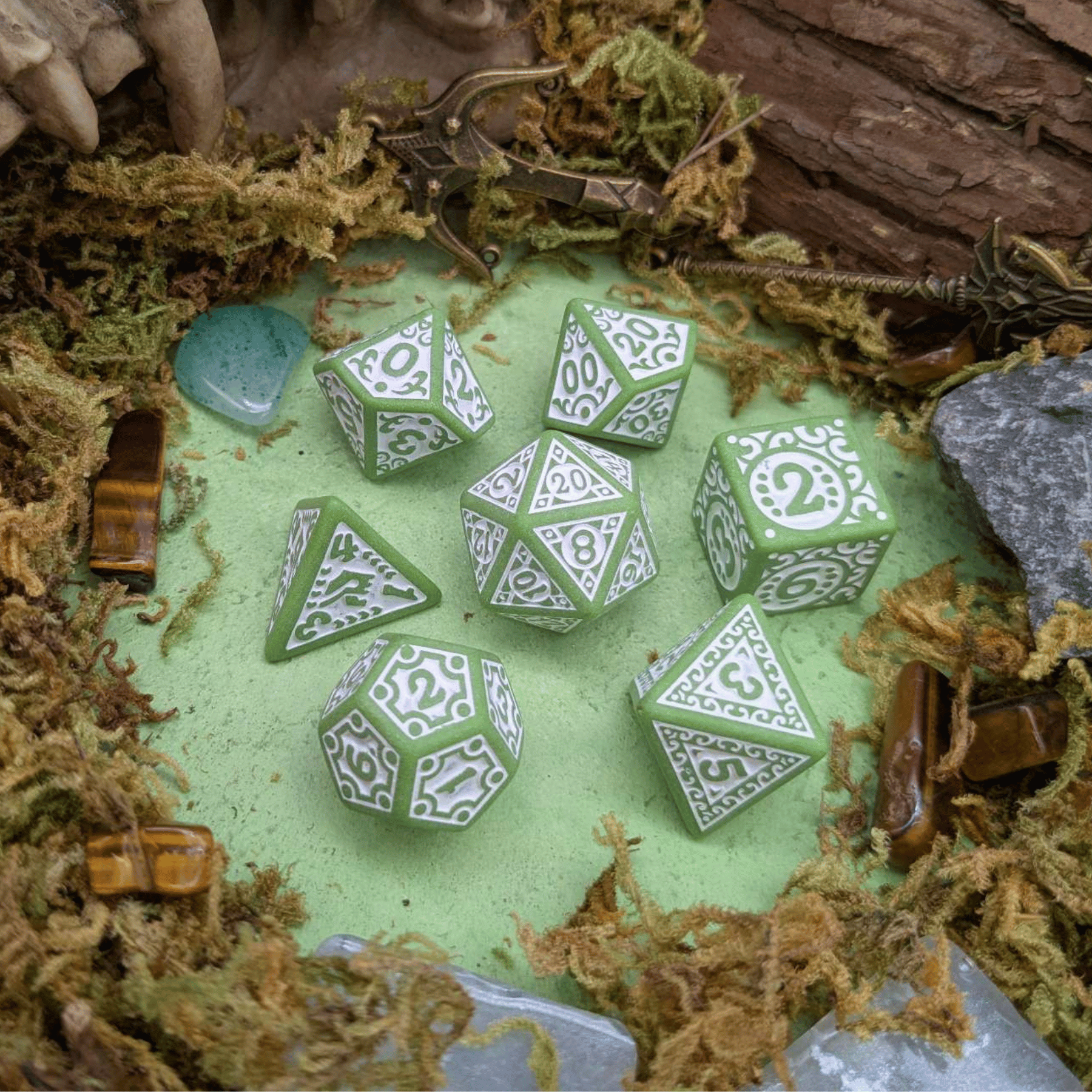Ornate Matcha Dice Set