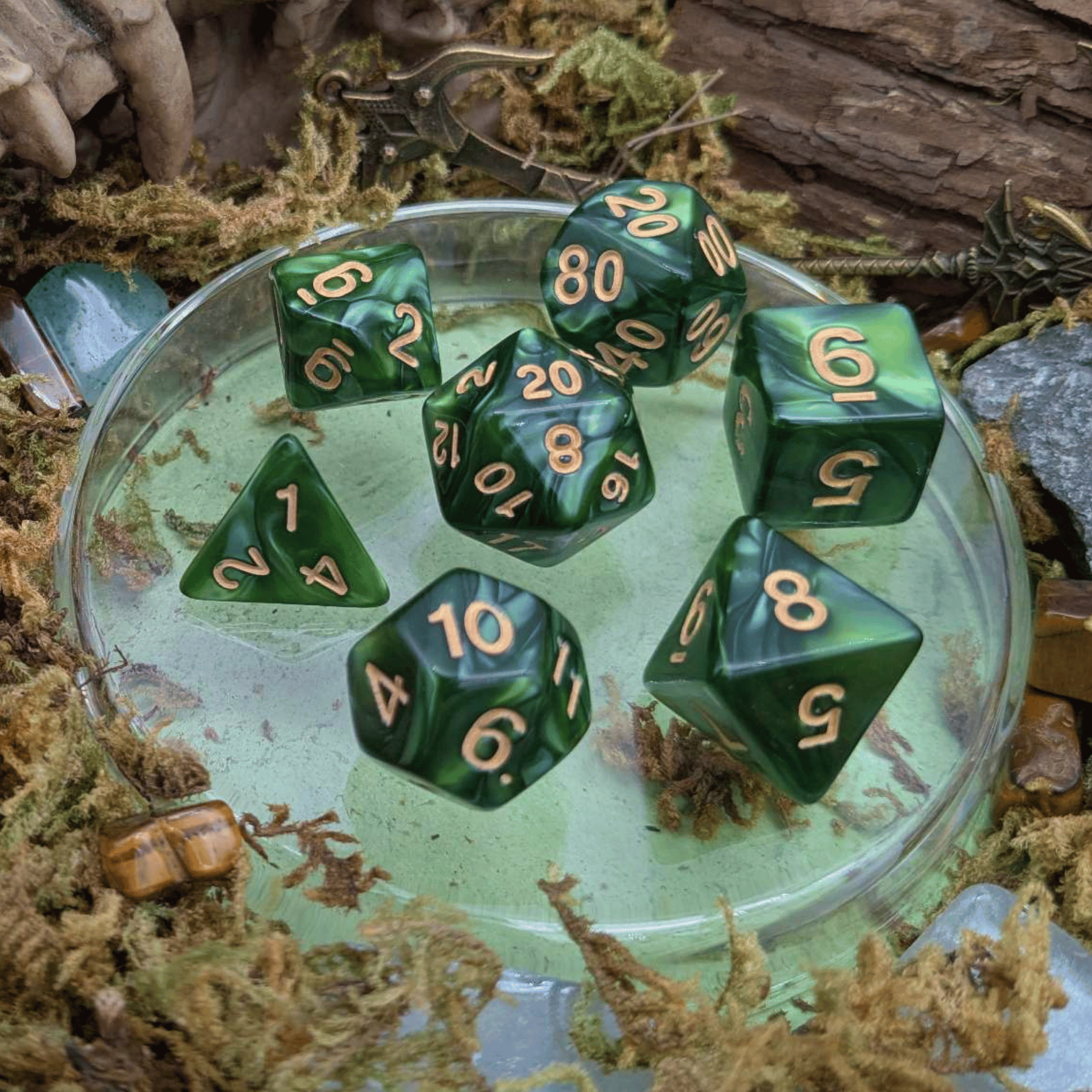 Pearl Jade Green Dice Set