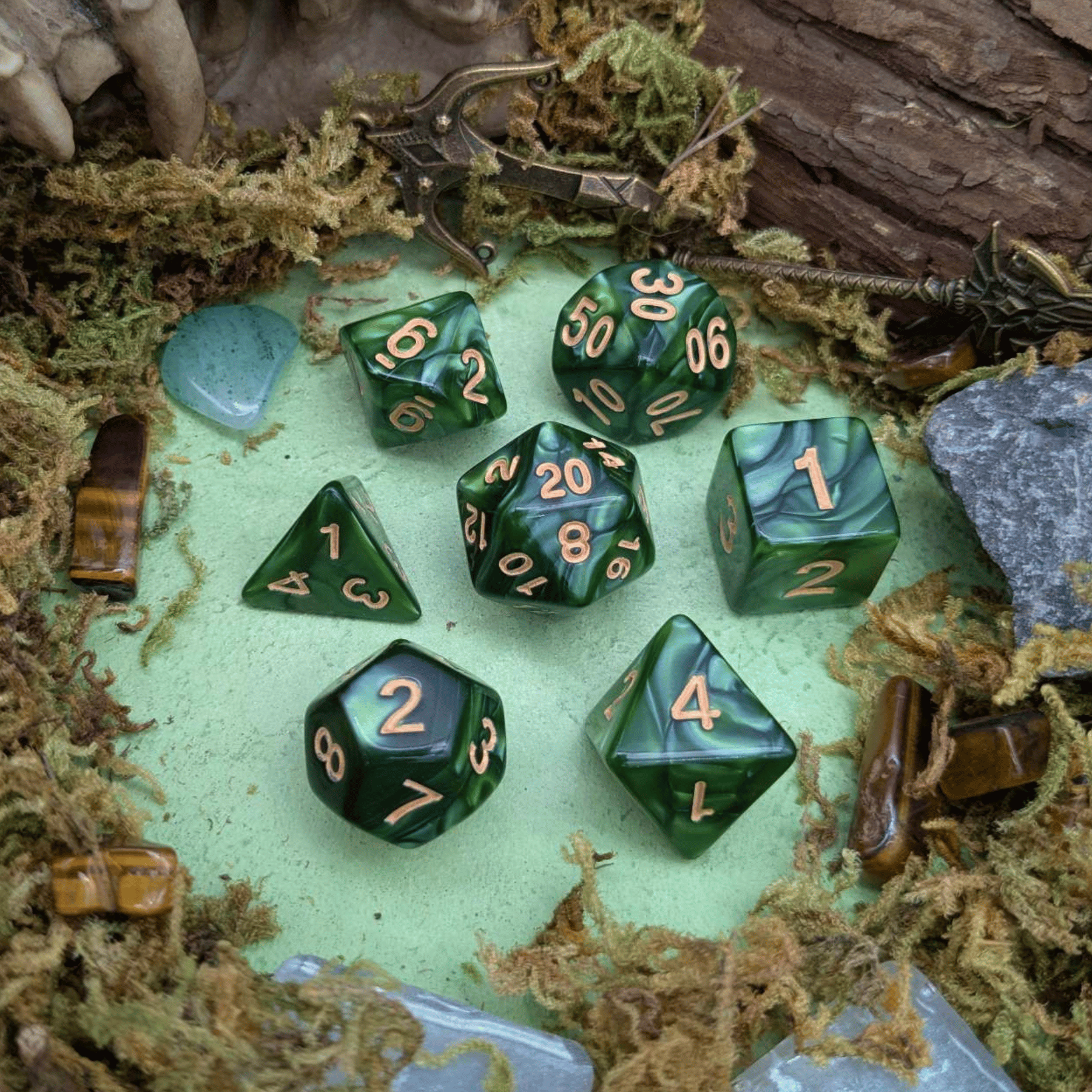 Pearl Jade Green Dice Set