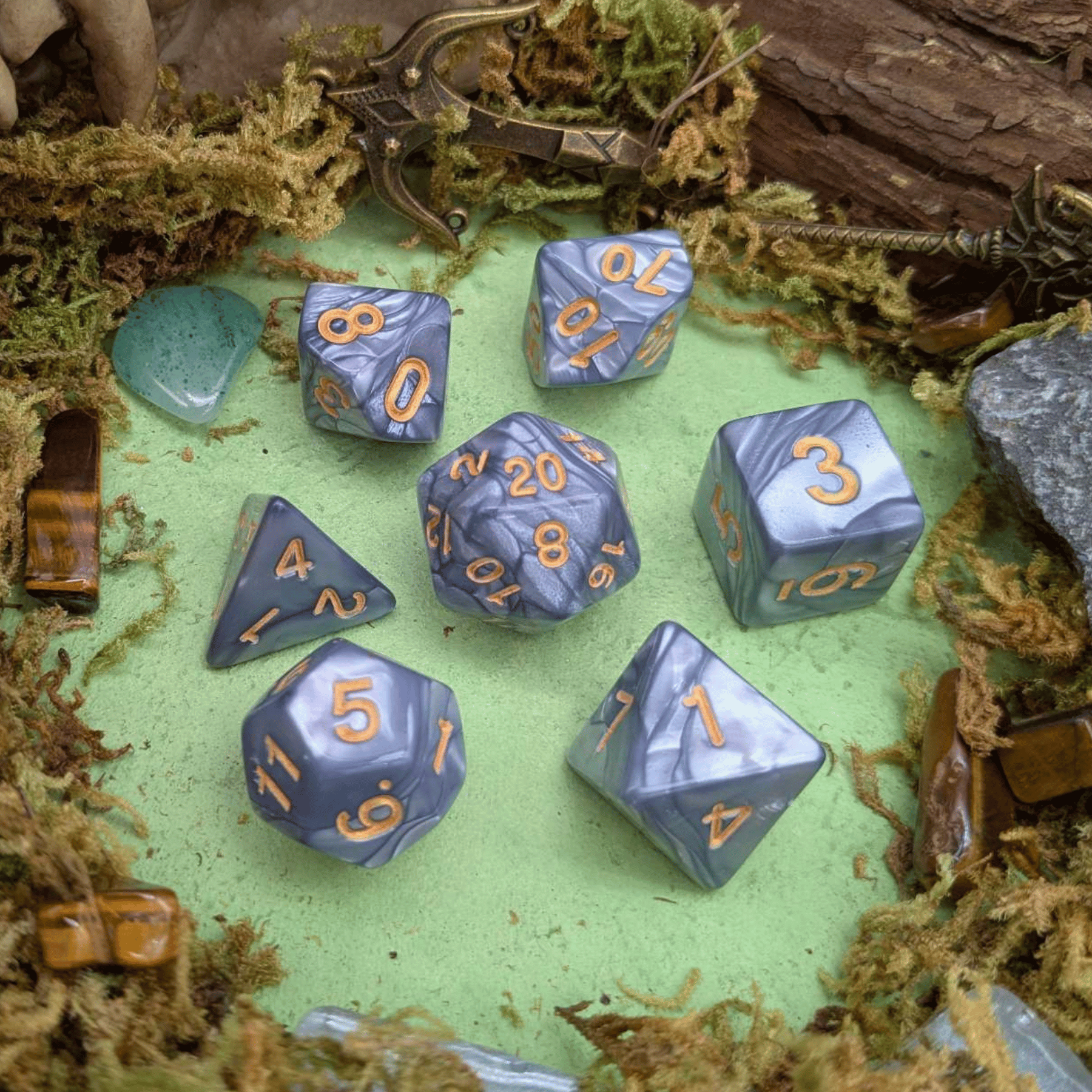 Silver Pearl Dice Set
