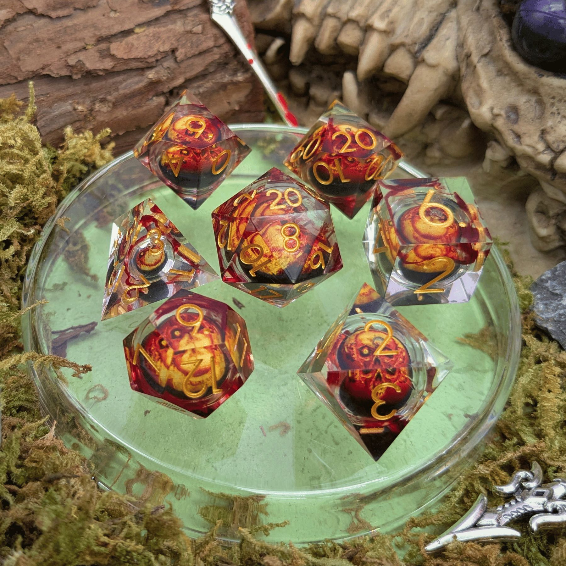 Skull Flame Liquid Core Dice Set