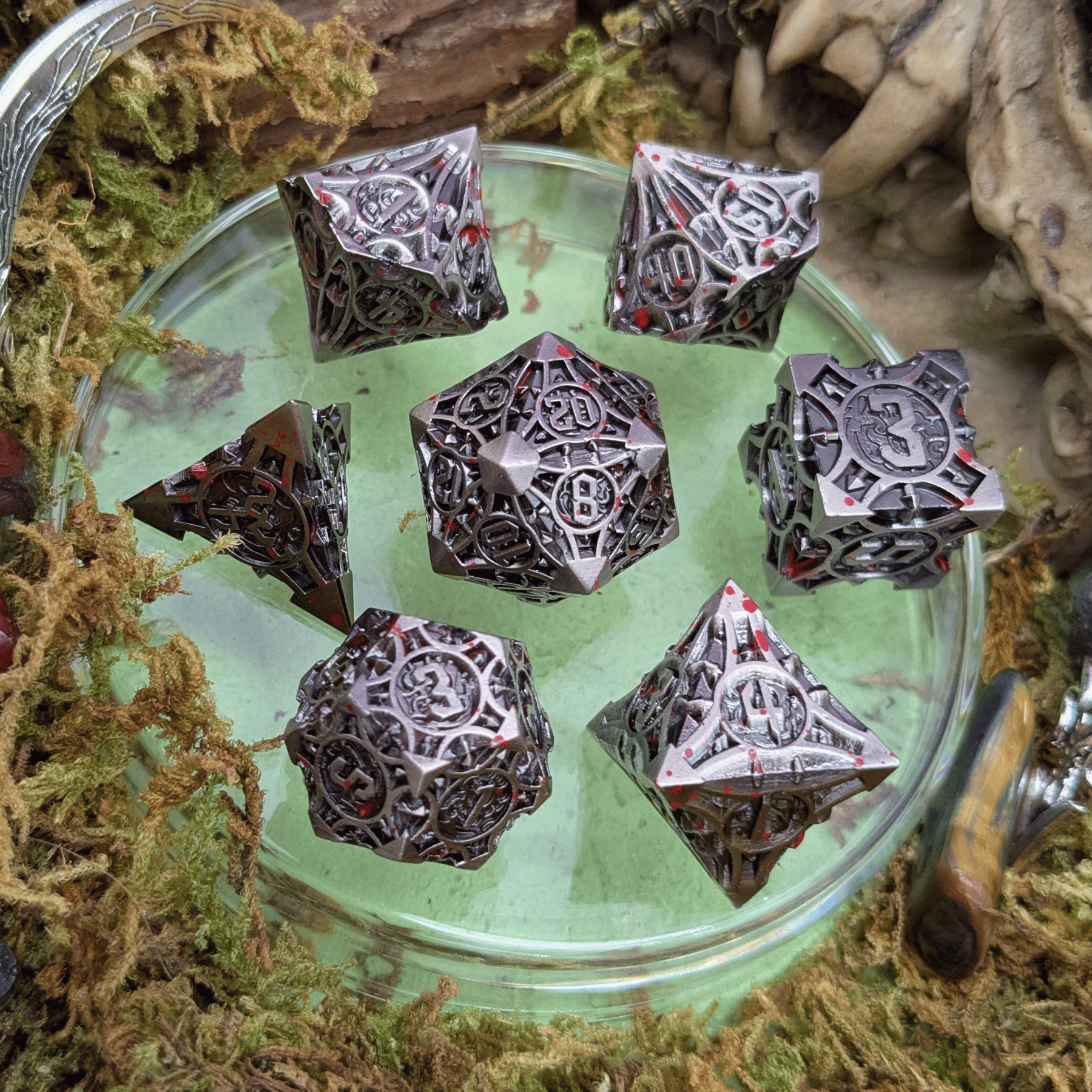 Point Splatter Metal Core Dice Set
