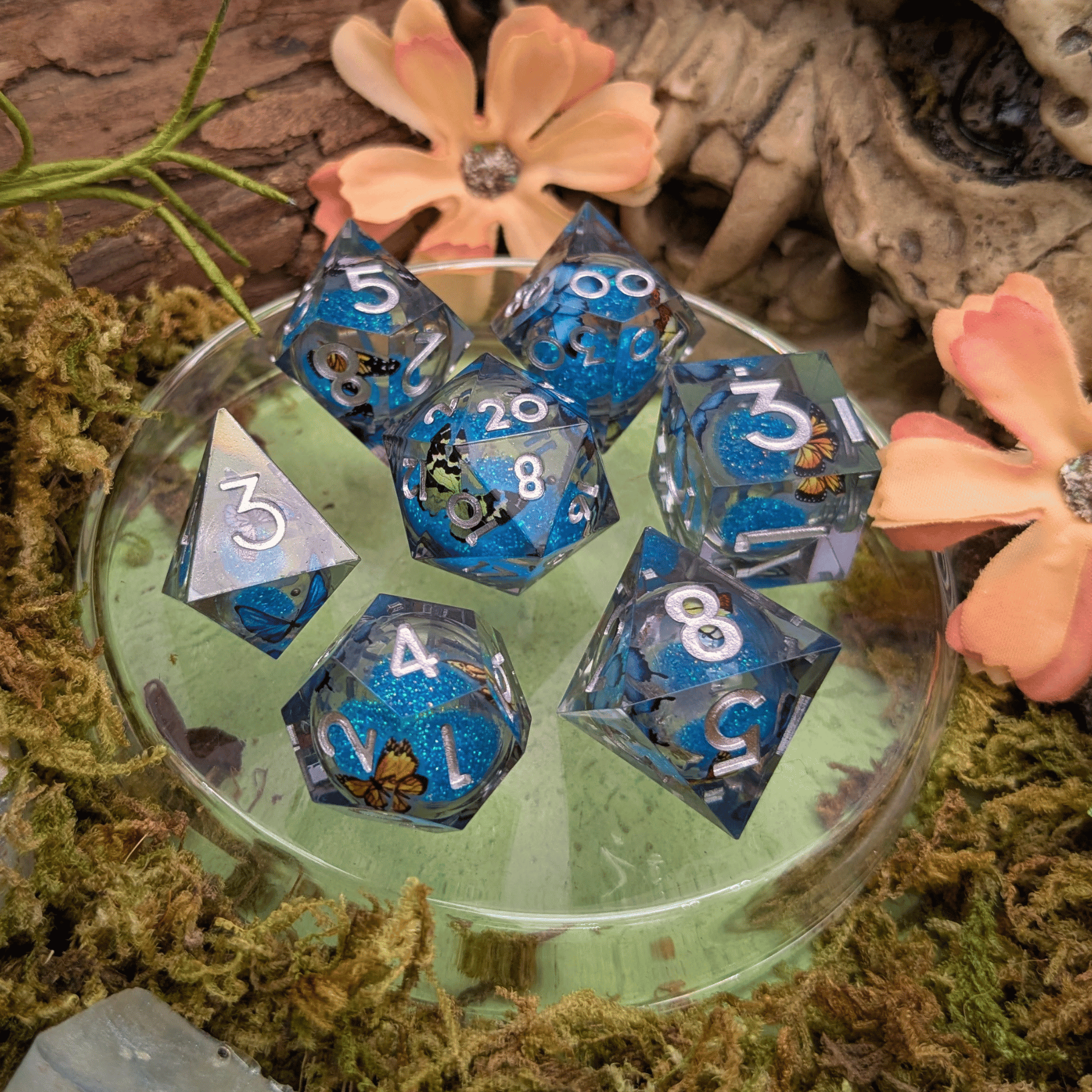 Print Butterfly Liquid Core Dice Set