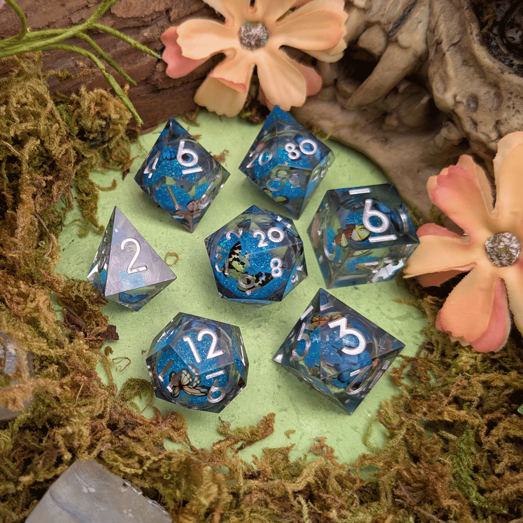 Print Butterfly Liquid Core Dice Set