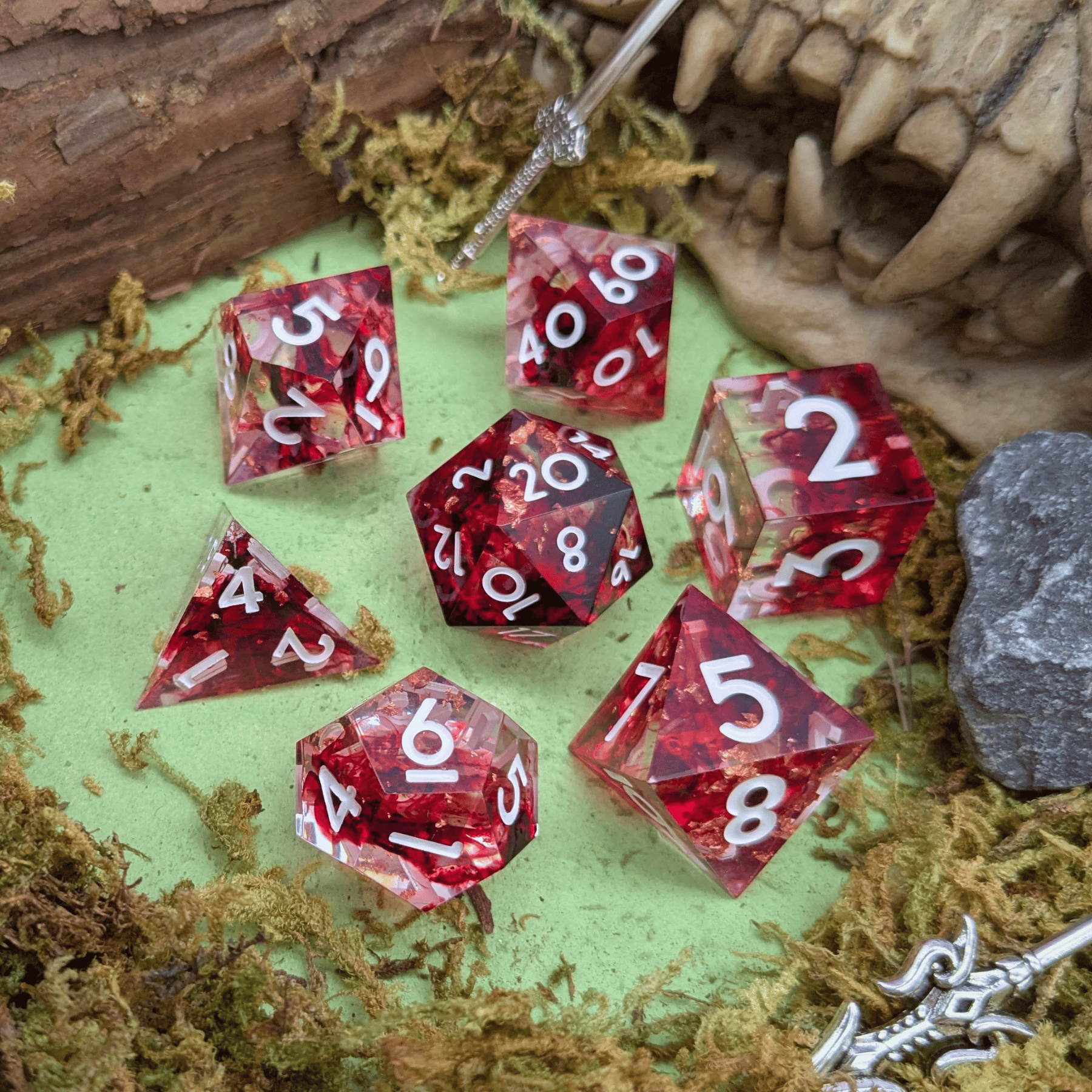 Foil Red and Black Sharp Dice Set